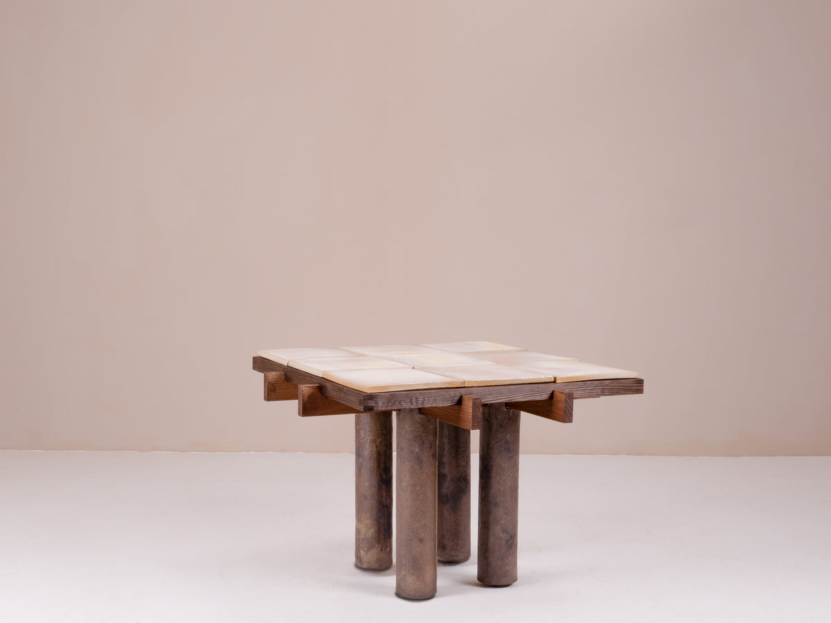 Wabi Sabi Side Table in Wood & Clay - Dark Edition — in context