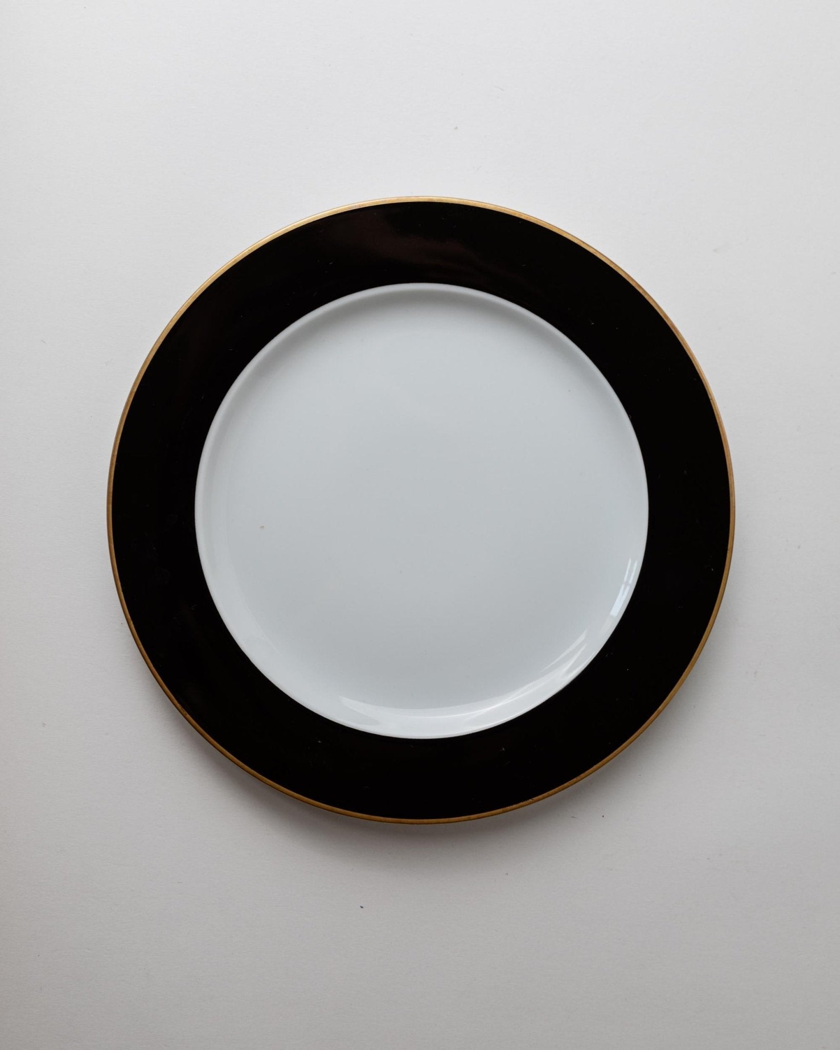 Vintage 1980s Porcelain Dinnerware Set for 12, Black White with Gold Rim by Eschenbach Bavaria Germany, Classic Elegant Tableware, Gift Idea — alternate view