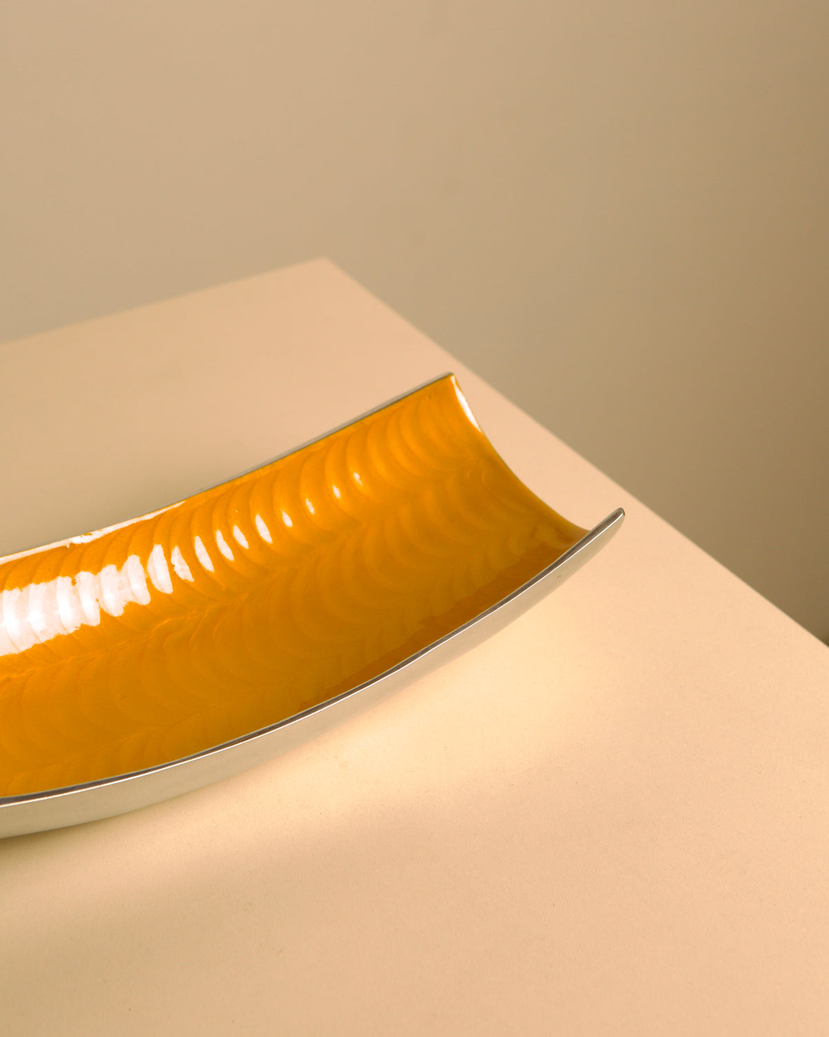 Large orange aluminium “Galassia” catch-all by Brandani, 1980s — lifestyle setting