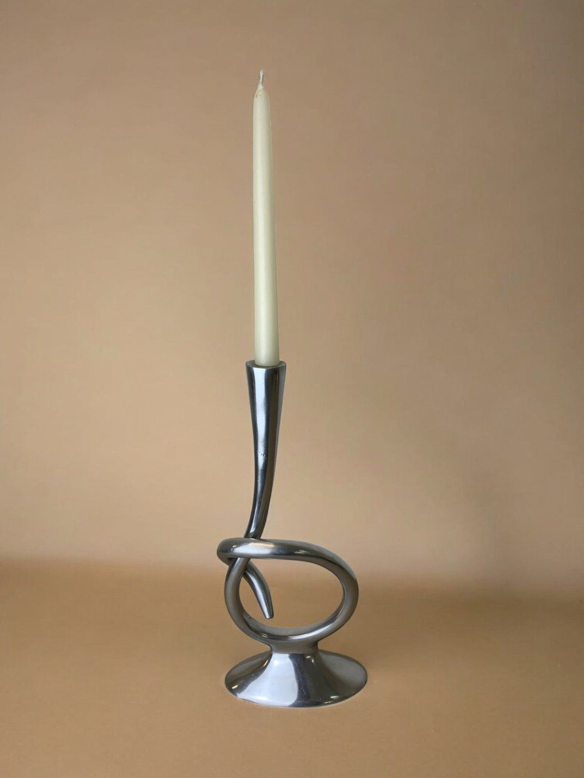 Biomorphic Candleholder, Solid Aluminum, Spain, 1970s by Malamar Studio | The Oblist
