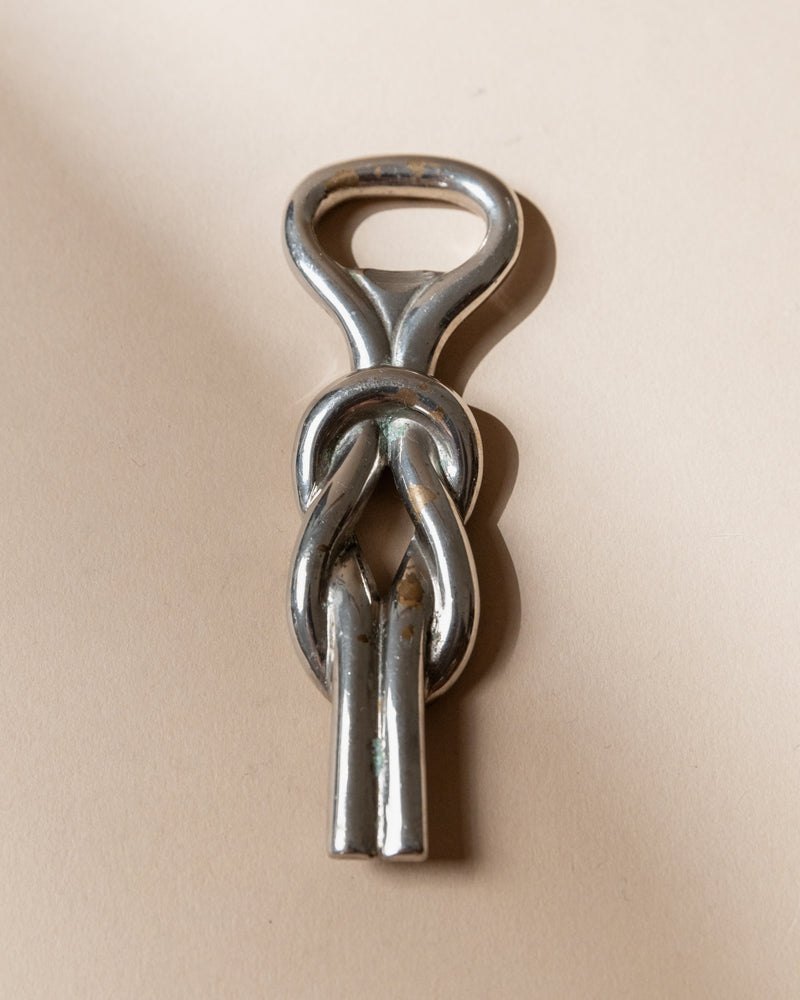 Silver plated bottle opener with sculptural handle, Italy 1960s