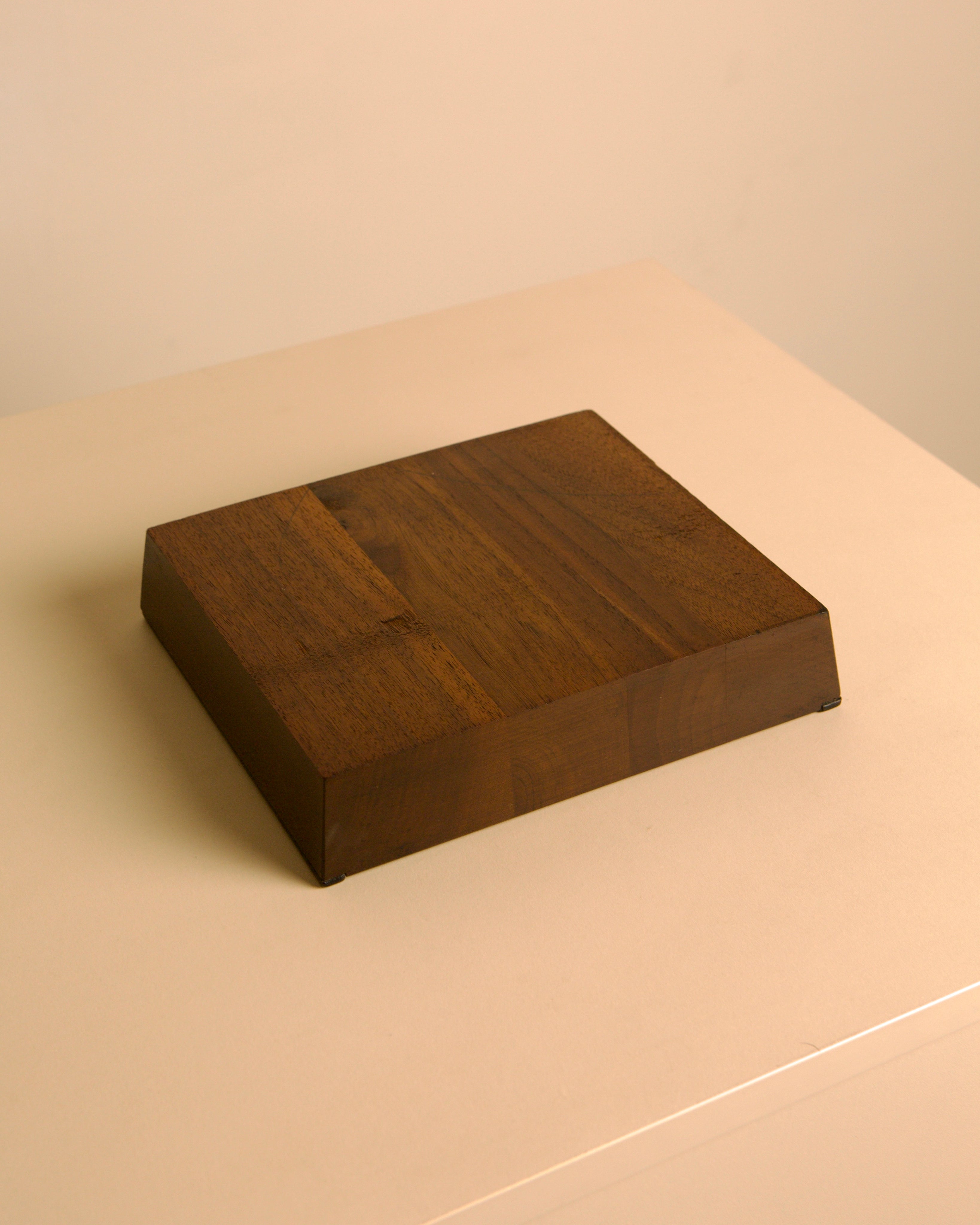 Italian solid wood and black leather ashtray, 1960s — additional view