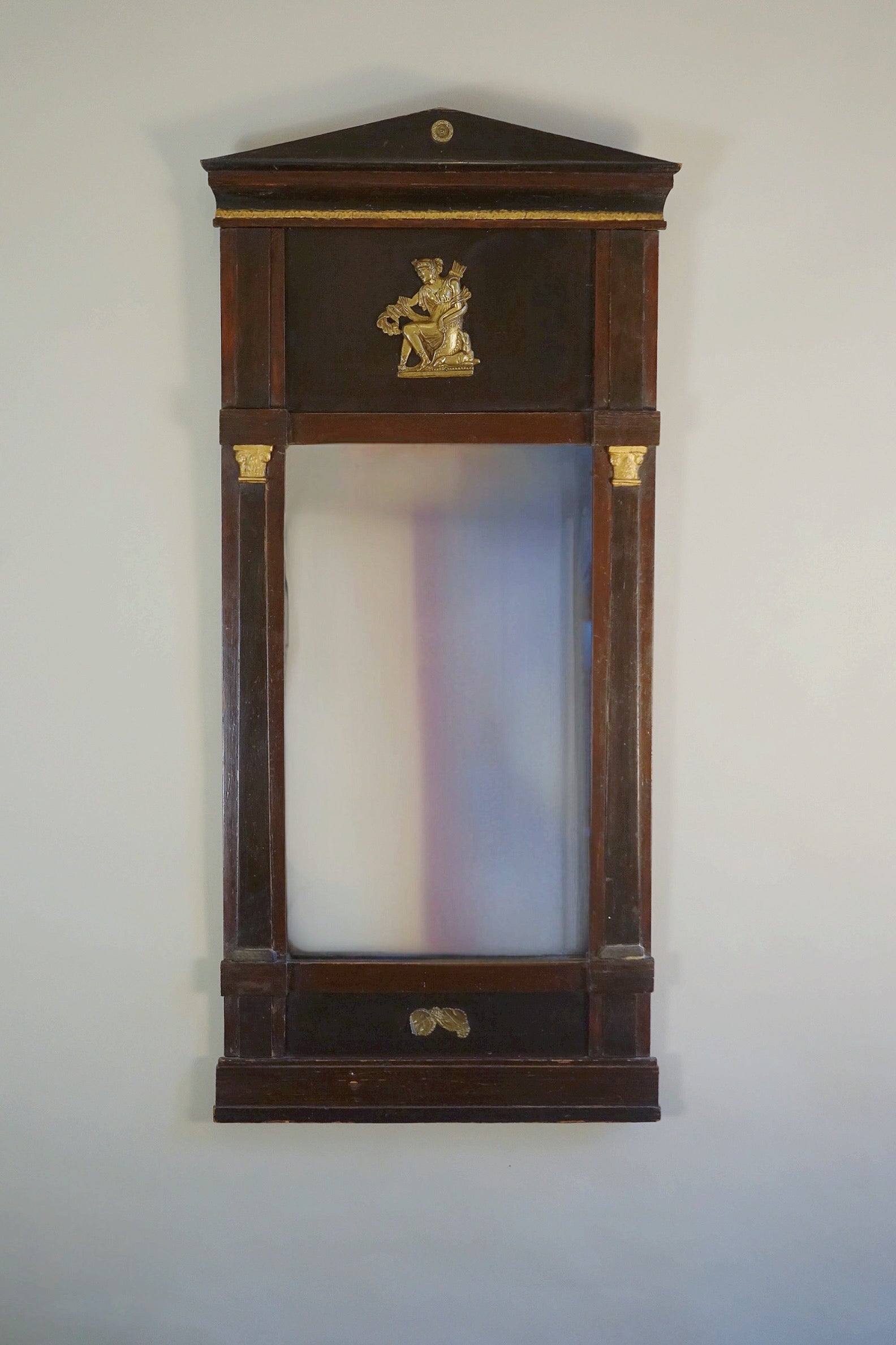 Karl Johan Period Wall Mirror, Sweden, c.1820–1840 by Myakin | The Oblist — handcrafted dark wood finish