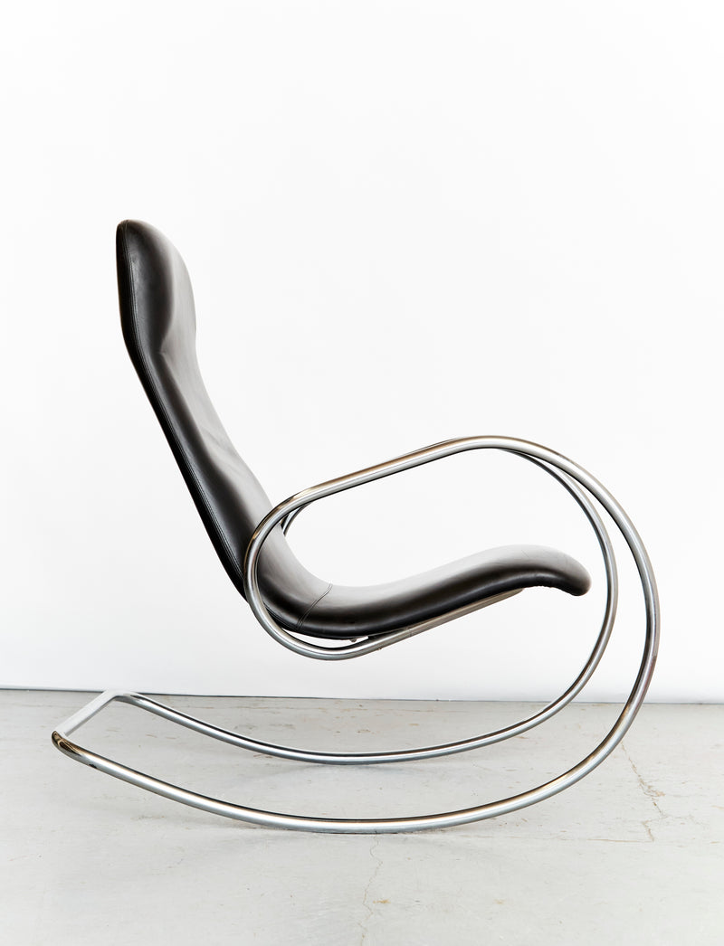 Chrome cantilever rocking chair S826 side profile view