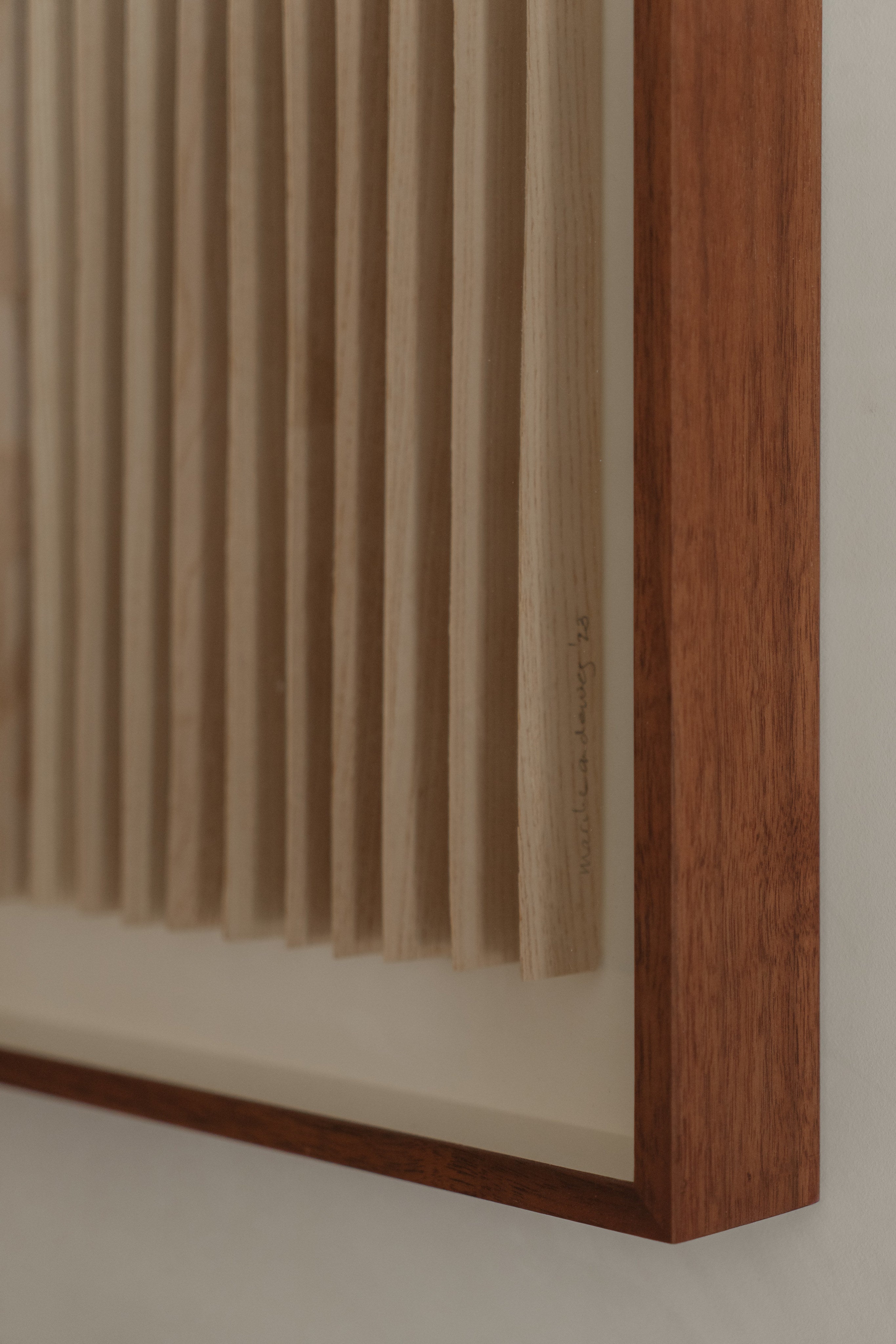 Rhythm Wood' Artwork in Ash Veneer — side angle showing textured wood details