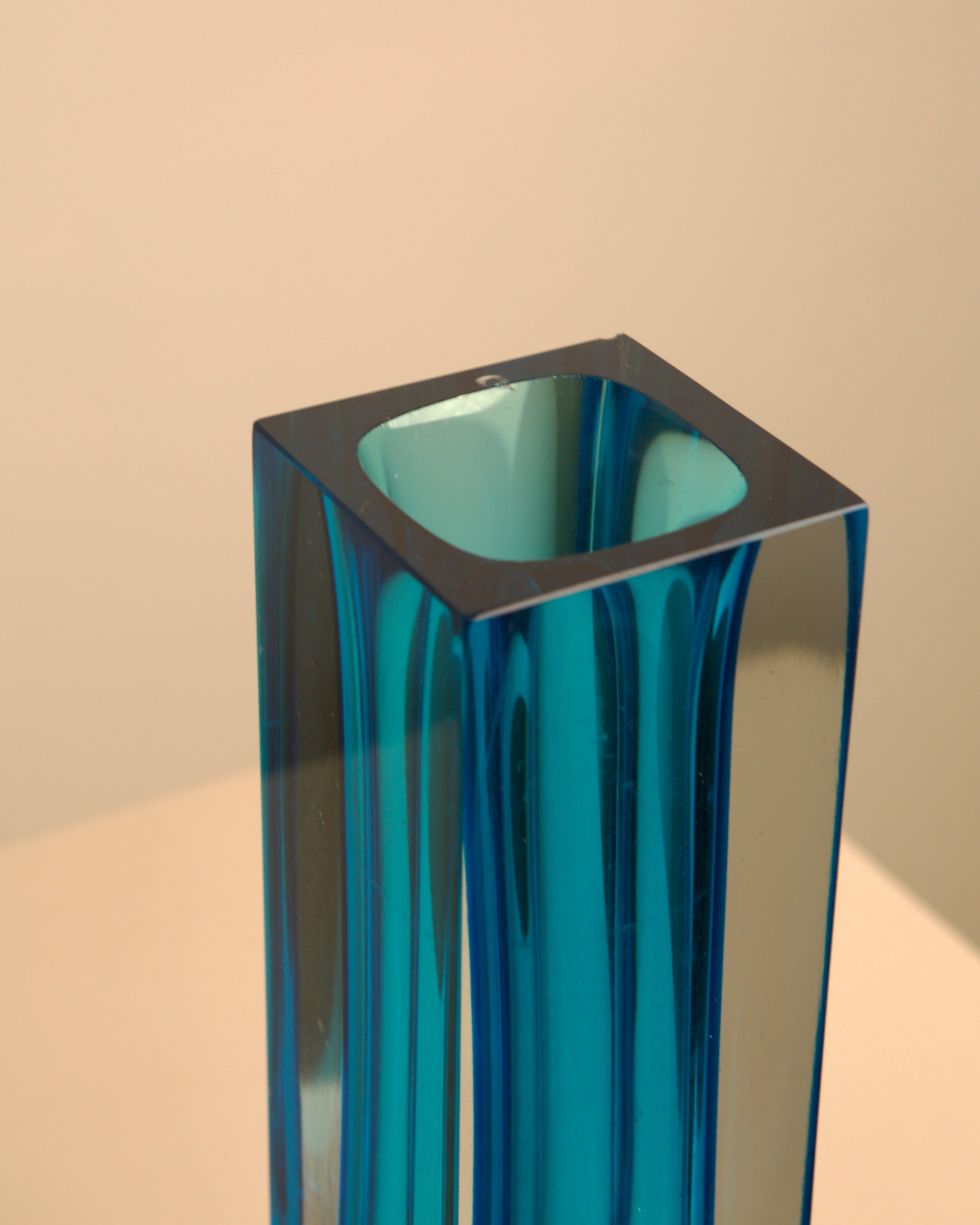Grand Vase en Verre de Murano Bleu par Flavio Poli pour Seguso, Années 1980