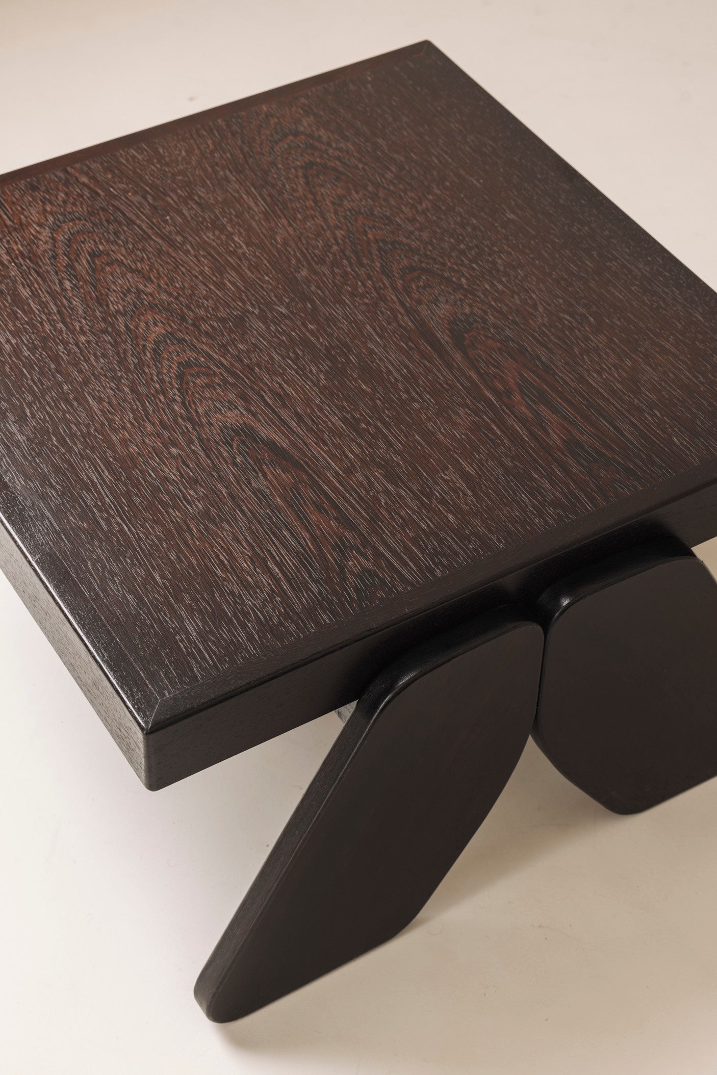 French brutalist coffee table in wenge, 1970s — lifestyle setting