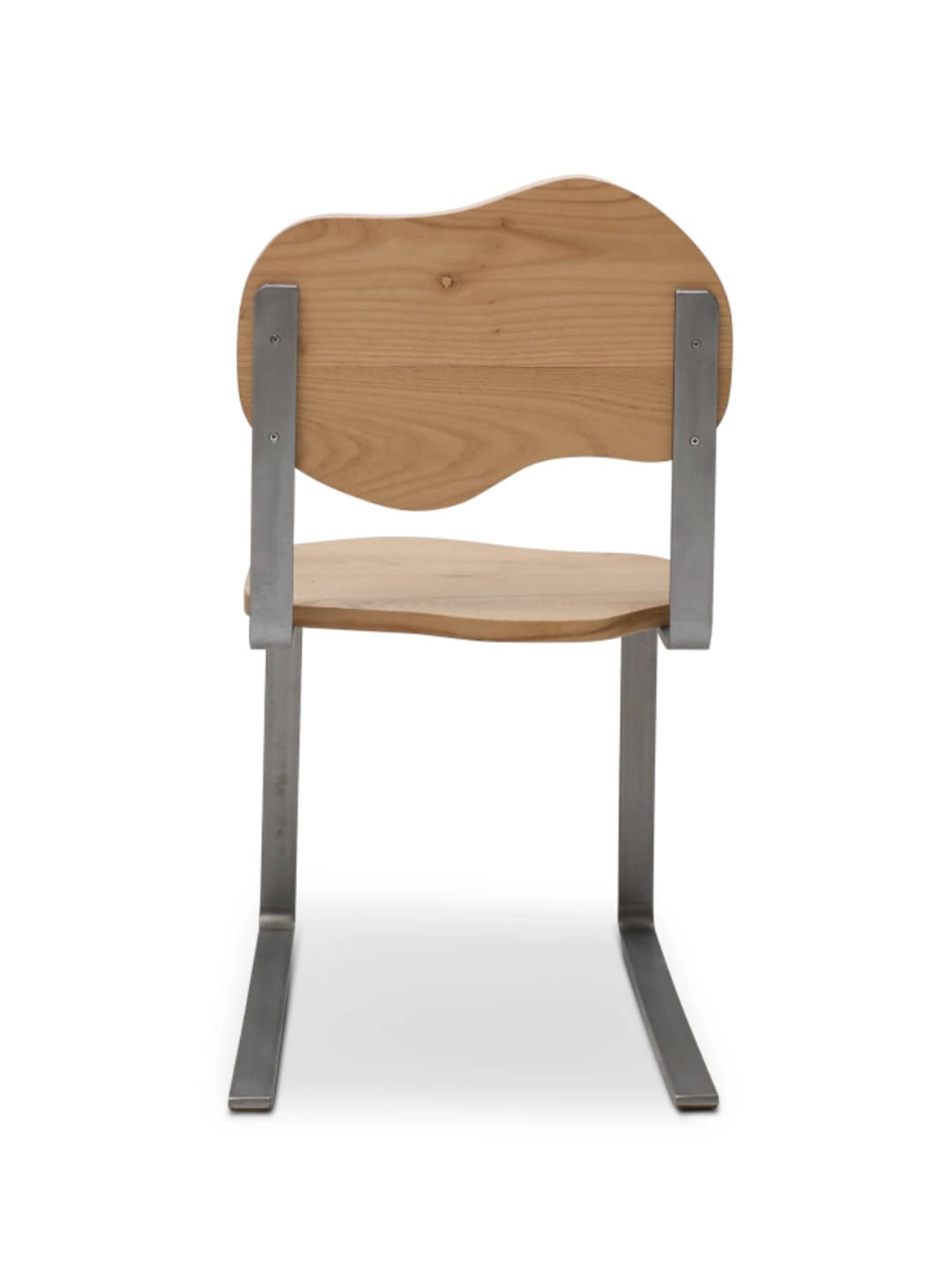 Carmen Chair' in Chestnut Wood by ZAROLAT Studio — back view highlighting curved wooden seat