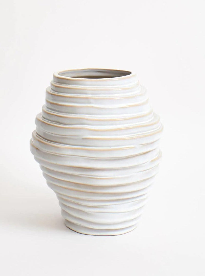Alfonso Vase in Shiny White — close-up of textured ceramic surface