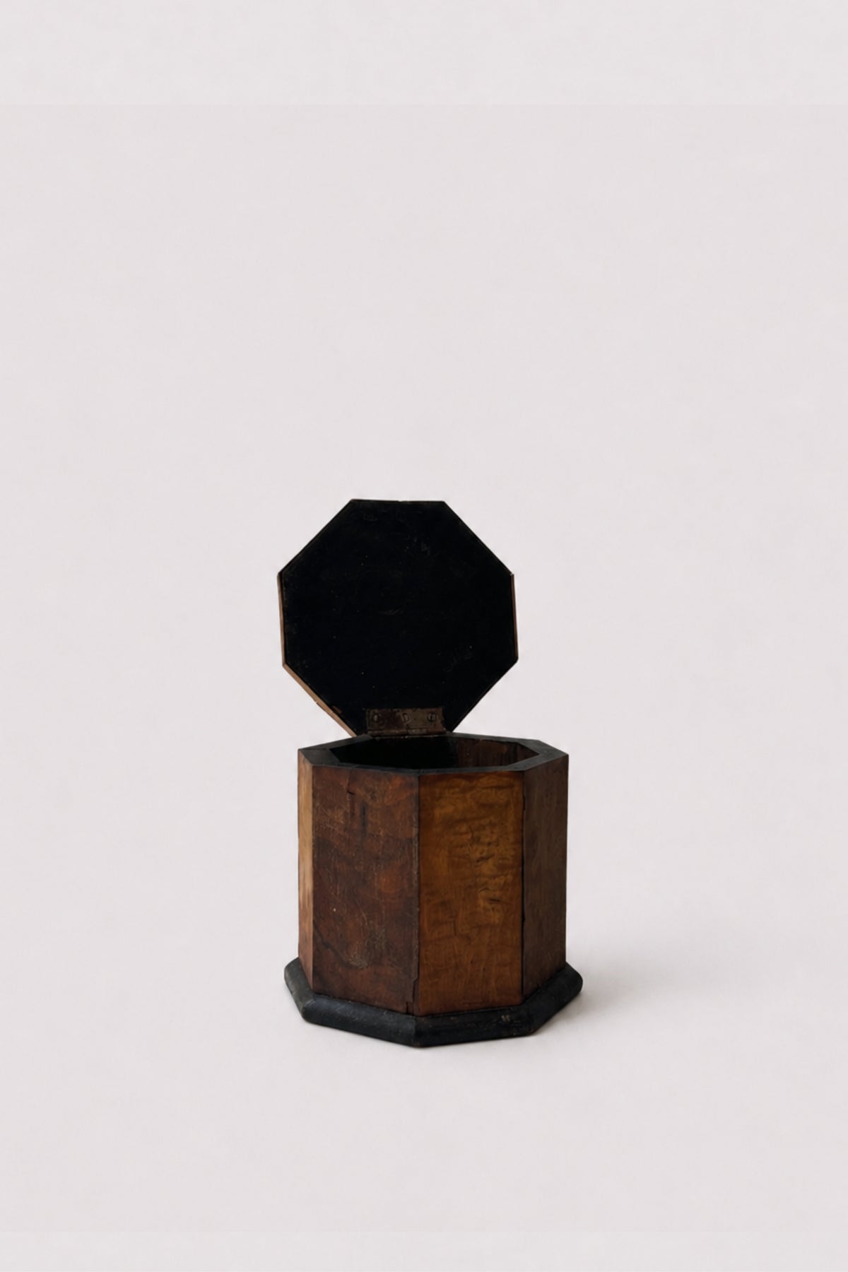 Geometric Wooden Lidded Box — side angle