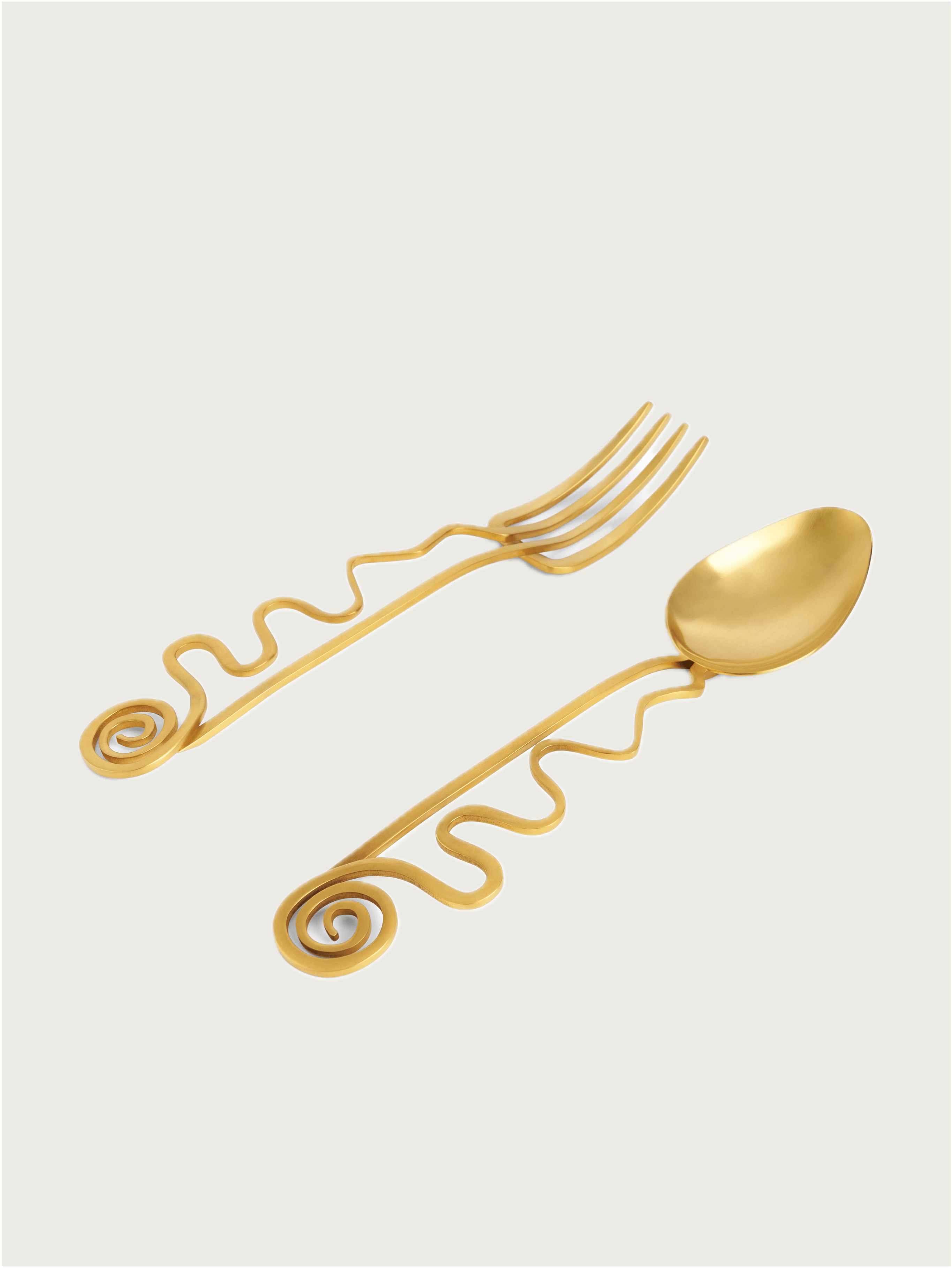 Spirale Serving Set of 2 — side angle showing gold metal design
