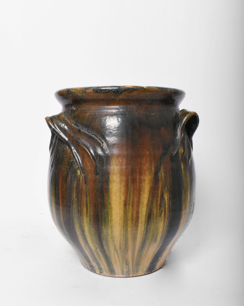 Green Blue and Yellow Ceramic Vase with Handles, 1950s by Barracuda Interiors | The Oblist — handcrafted ceramic design