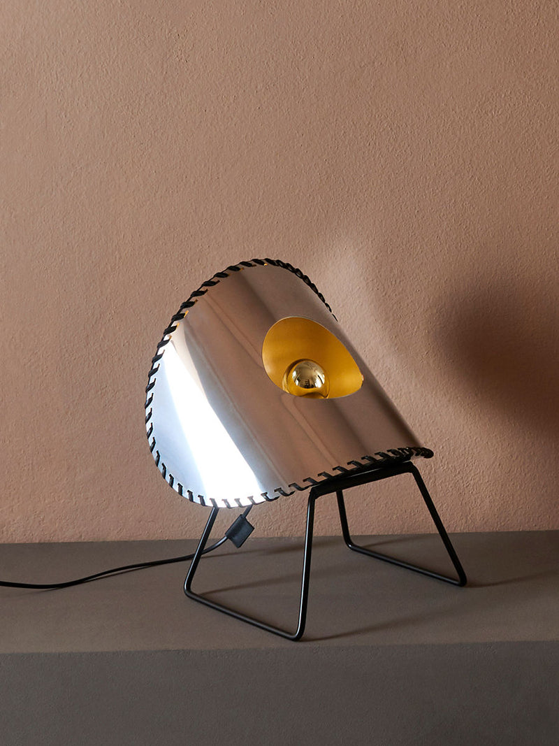 Zero' Floor Lamp — close-up of metallic shade with yellow interior