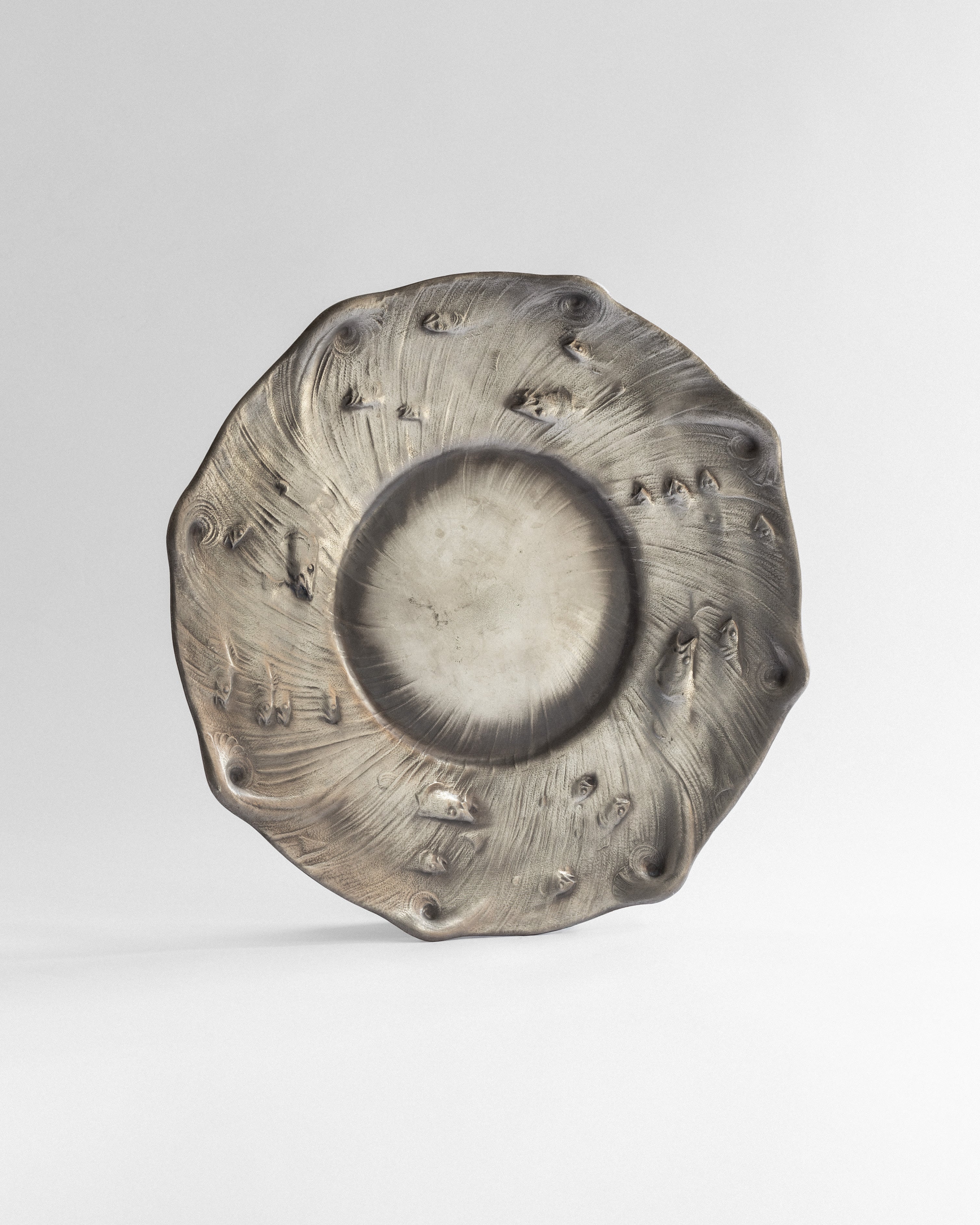 Large Art Nouveau-Style Pewter Plate by Olof Ahlberg, Sweden by Spigel | The Oblist