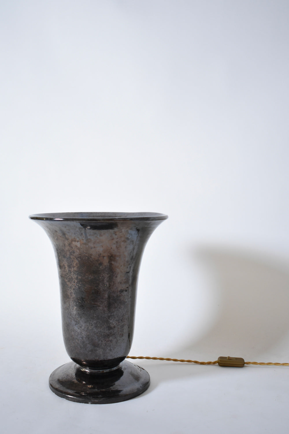 Vallauris Large Basin Lamp, 1940s — vintage lamp with metallic finish