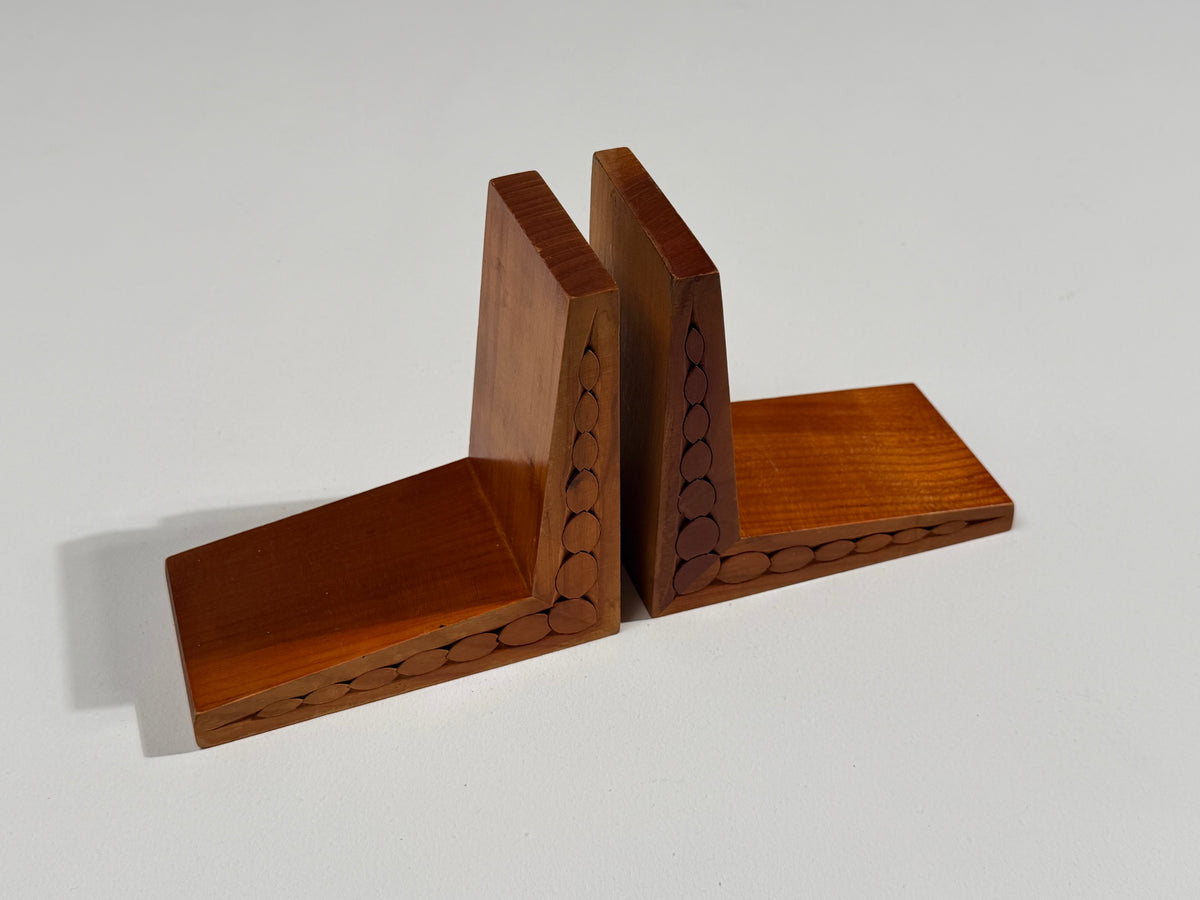 Pair of wooden bookends, France, 1940 — lifestyle setting