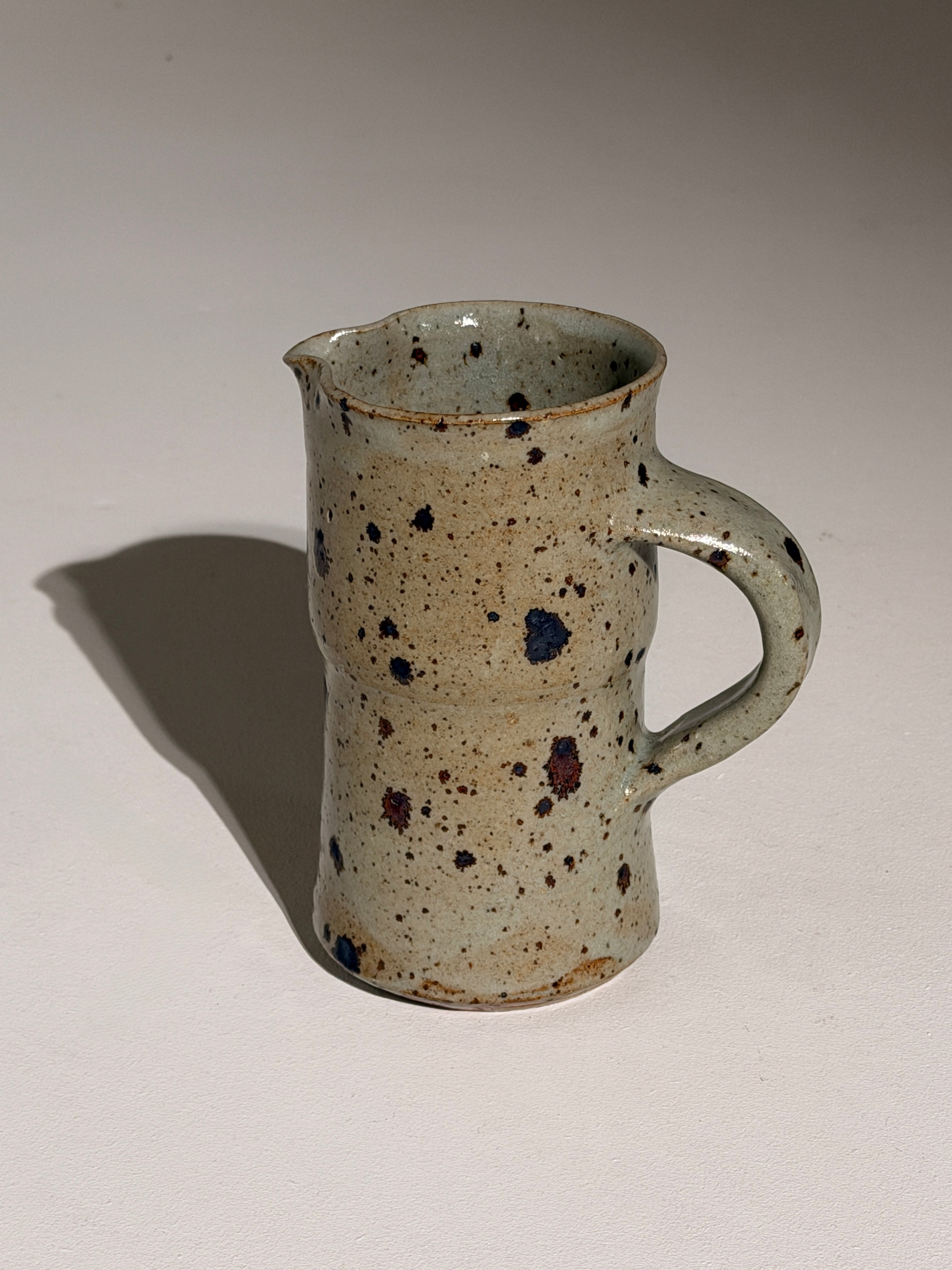 Stoneware Pitcher by Jean-Pierre Viot, 1960 — side angle showing speckled glaze finish