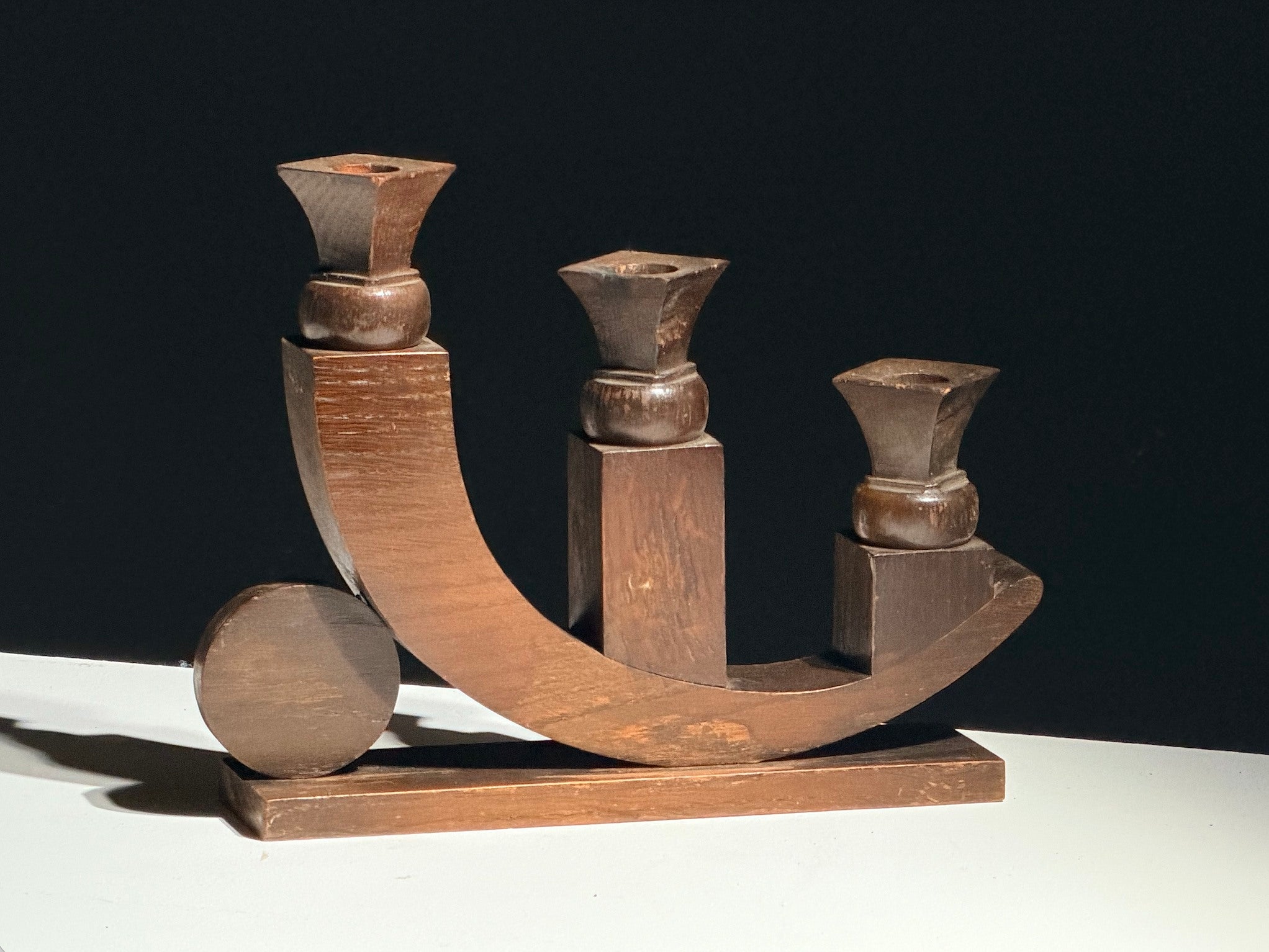 Art Deco Carved Wooden Candle Holder | The Oblist