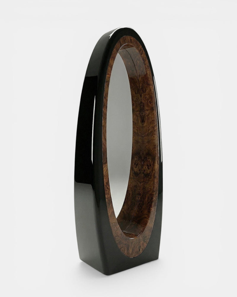Harch Black And Burl Wood Mirror by Marbera | The Oblist