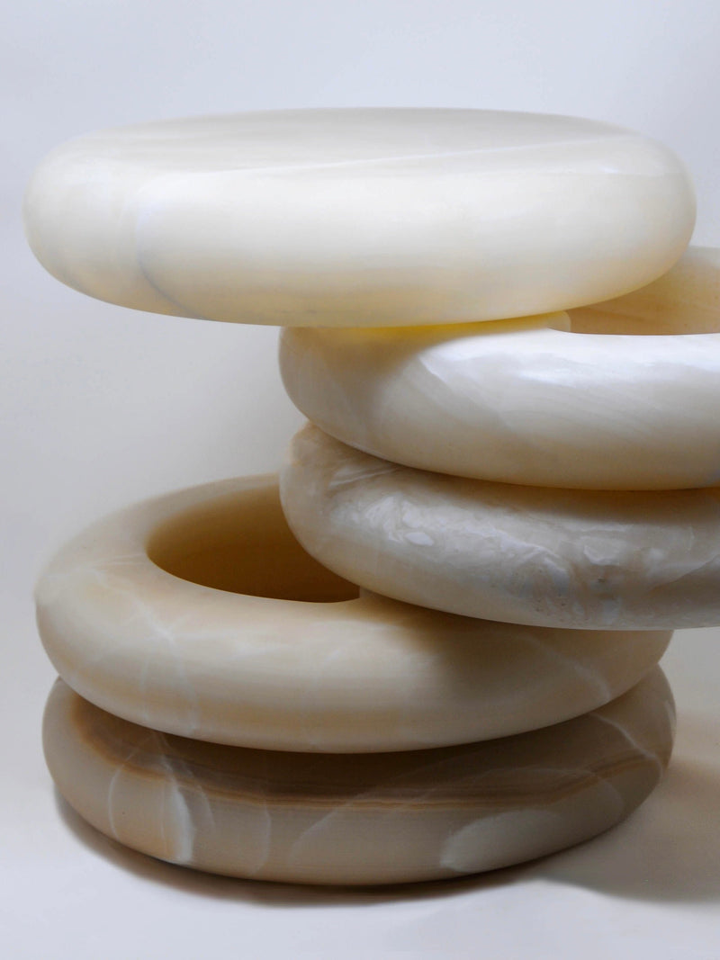 Olo Nighstand/ Sidetable made from Marble and Onyx — detail view