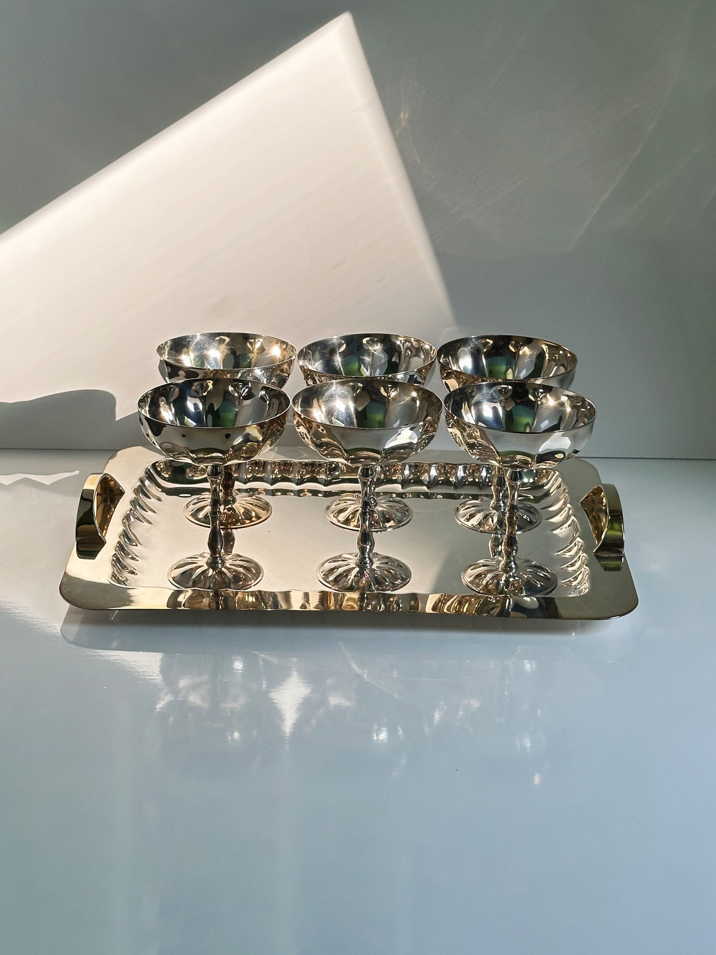 Silver-plated Italian Champagne Coupes