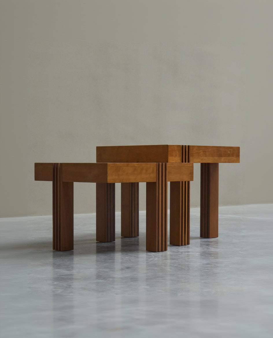 Architectural Set of Sectional Coffee or Side Tables 1980s — side angle