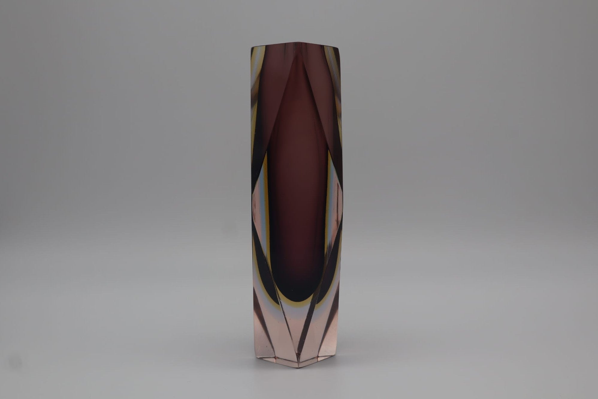 Murano Sommerso Vase by Flavio Poli for seguso, 1960s — side angle highlighting pink and amber glass