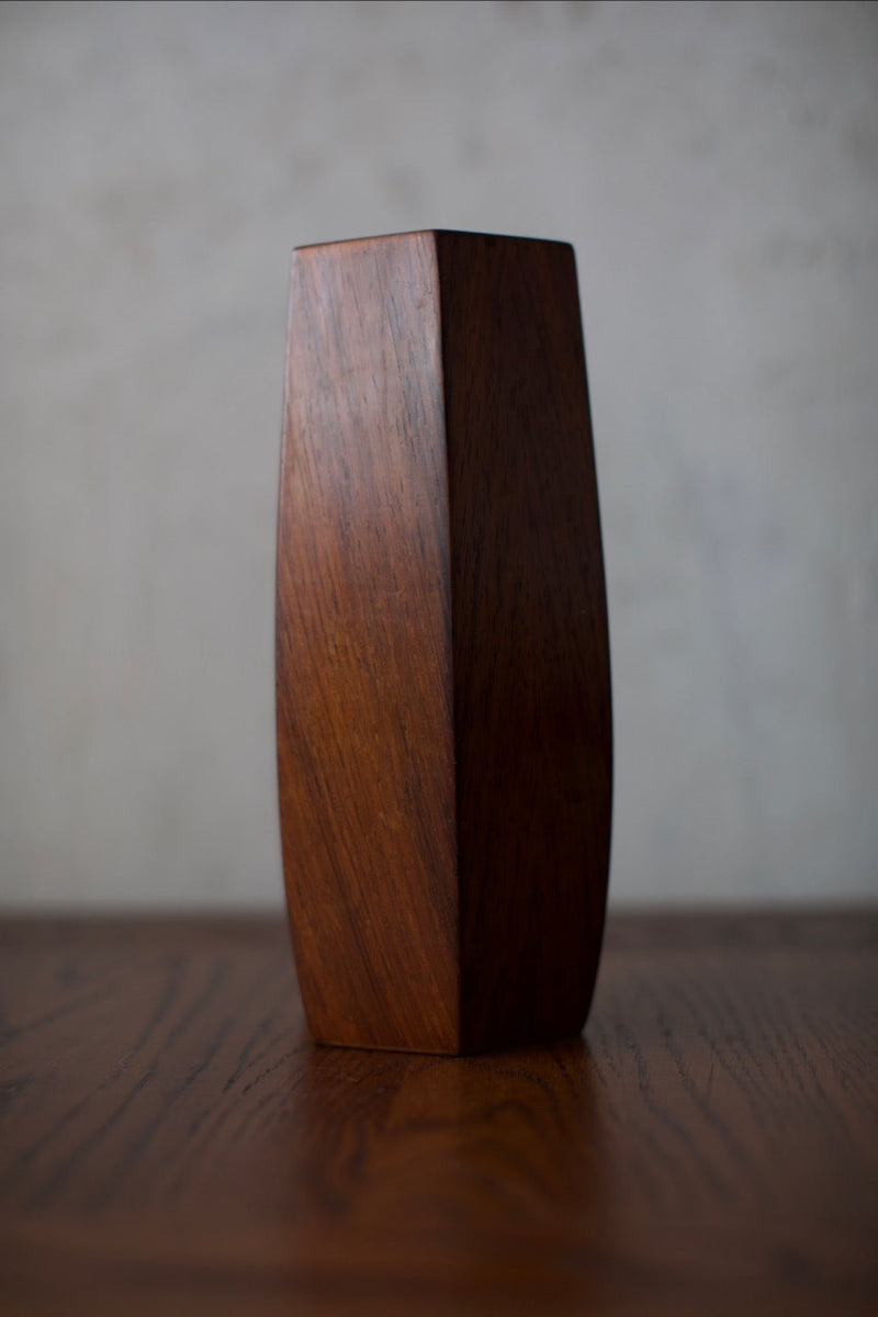 1960's Wooden Vase by Out For Lunch | The Oblist — handcrafted dark wood finish
