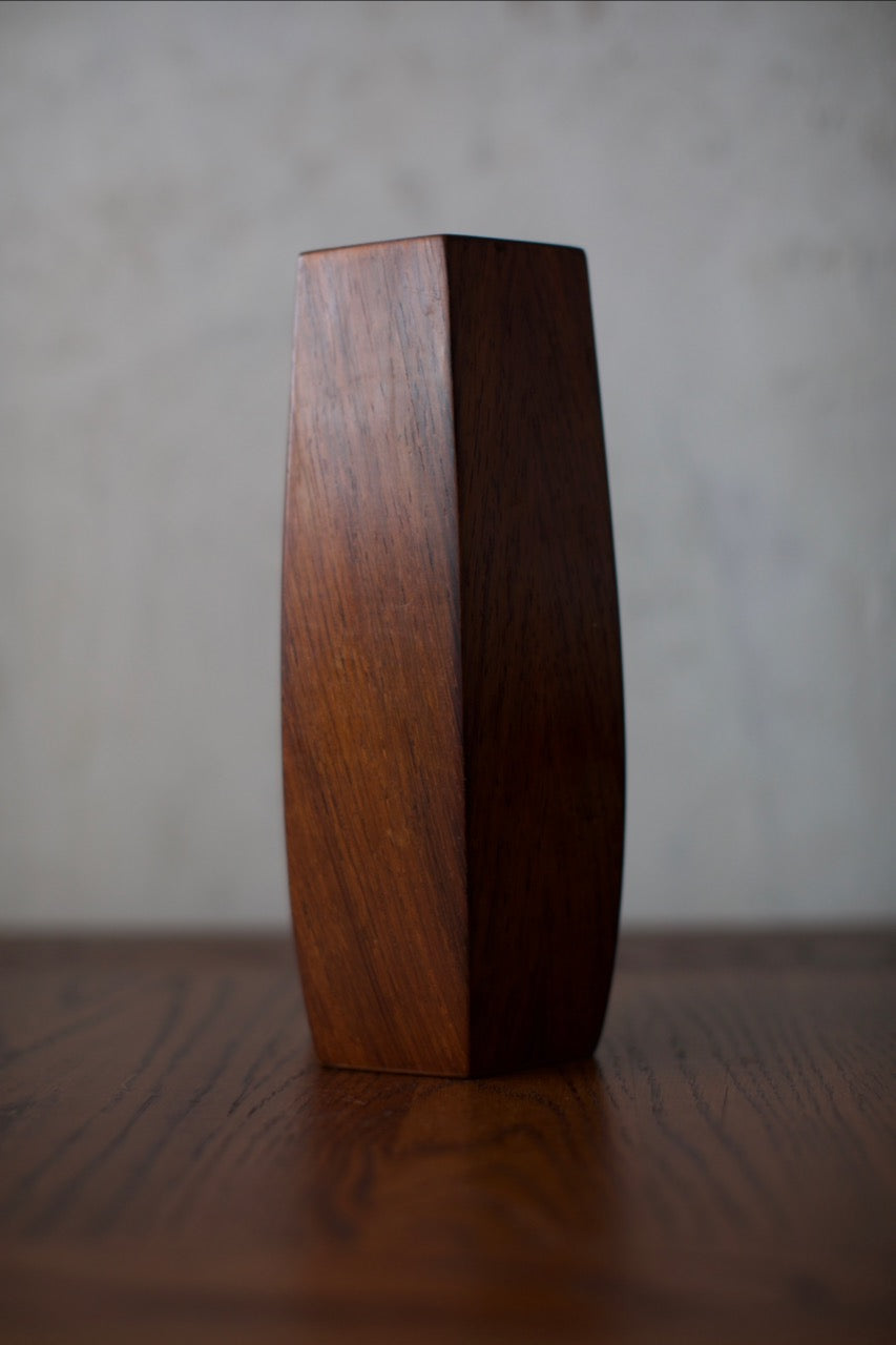 1960's Wooden Vase by Out For Lunch | The Oblist — handcrafted dark wood finish
