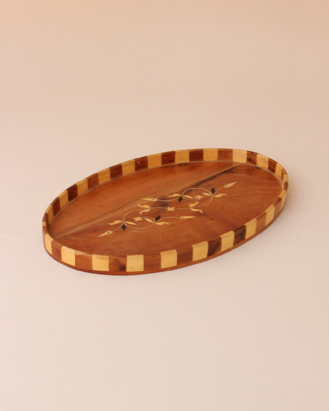 Wooden Marquetry Tray — side angle