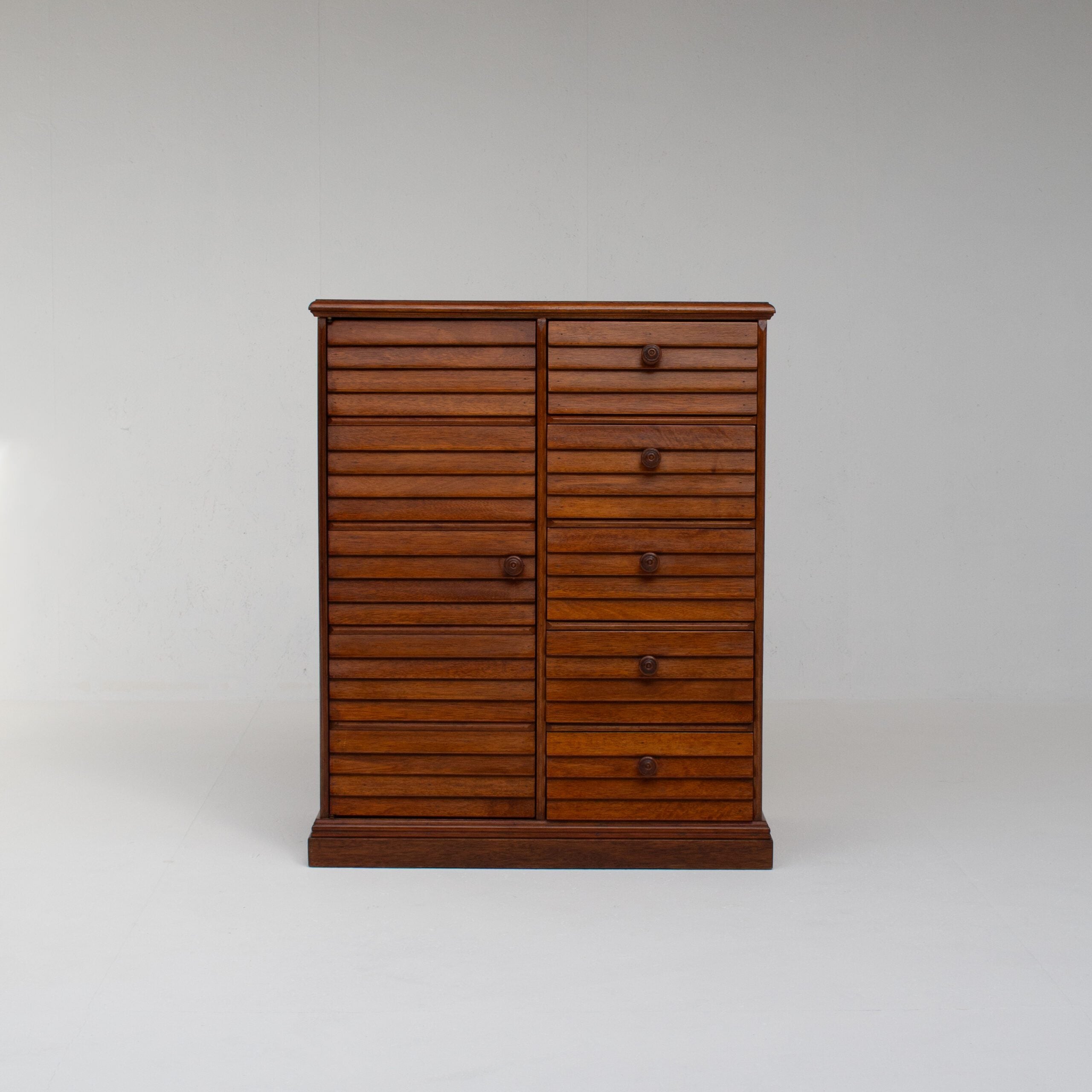 Mid Century Slatted Cabinet with Drawers and Storage — lifestyle setting