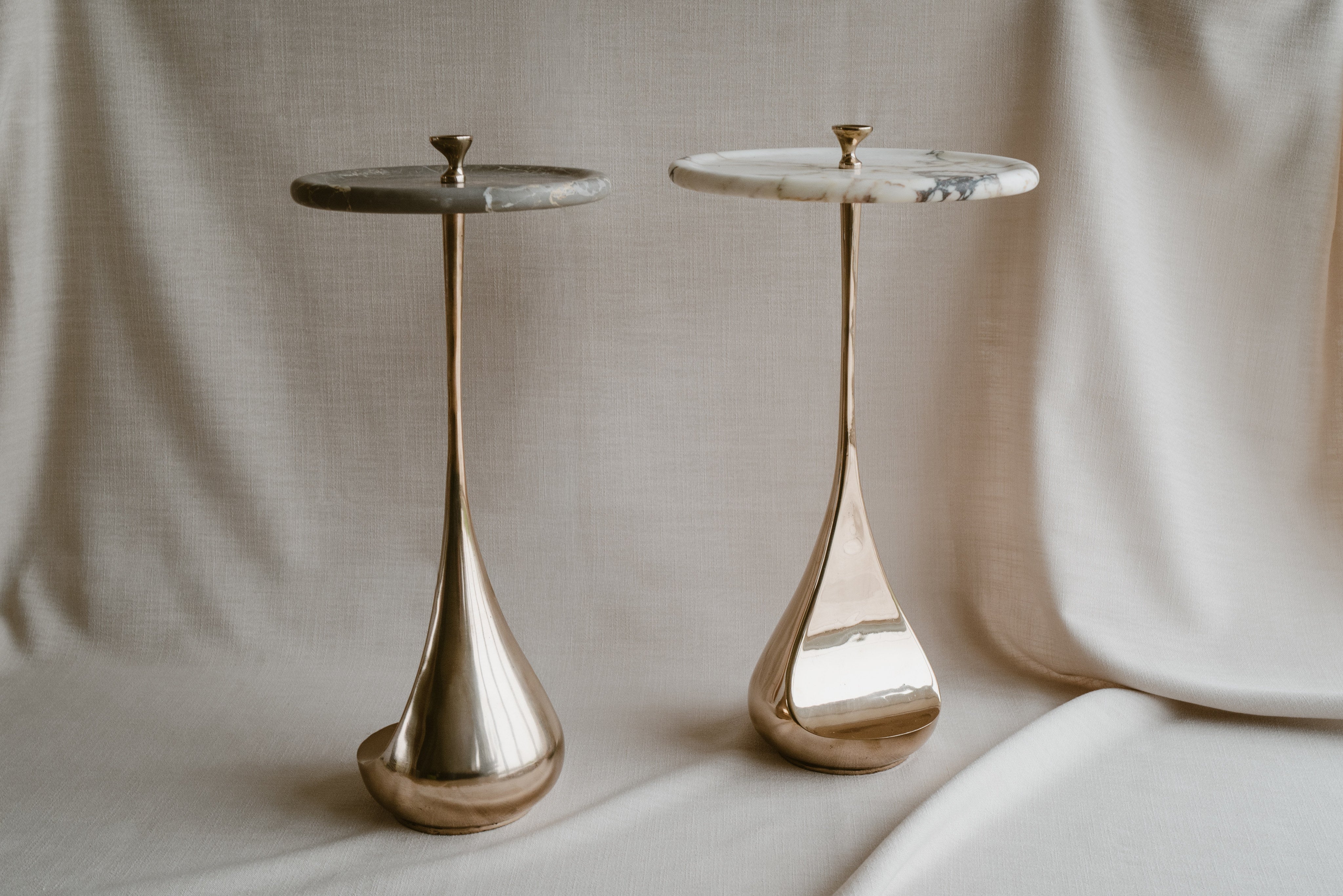 Cabriole Side Table in Marble and Bronze — lifestyle setting