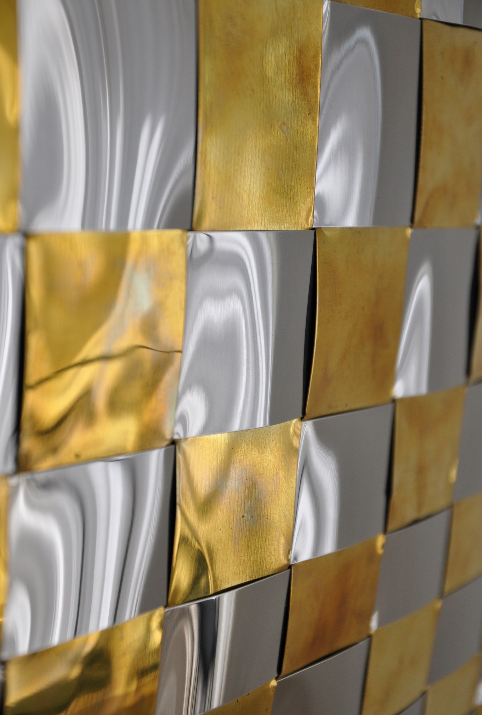 Woven Metals No. 3 - Reflective Wall Sculpture (Unique Piece) — side angle