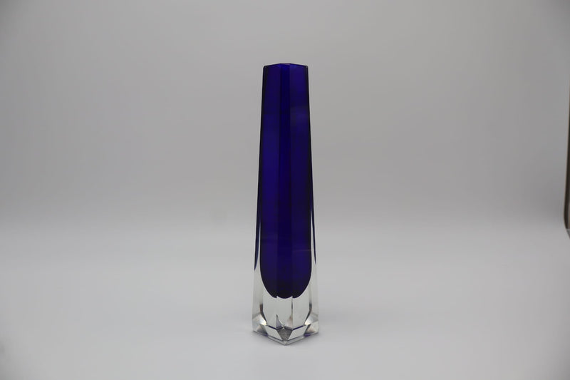 Murano Sommerso Glass Vase – Cobalt Blue Faceted Crystal – Italian Mid Century 1960s by Forma Finds | The Oblist