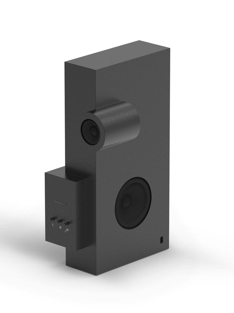 Brutalist Speaker Black — close-up of matte black speaker design