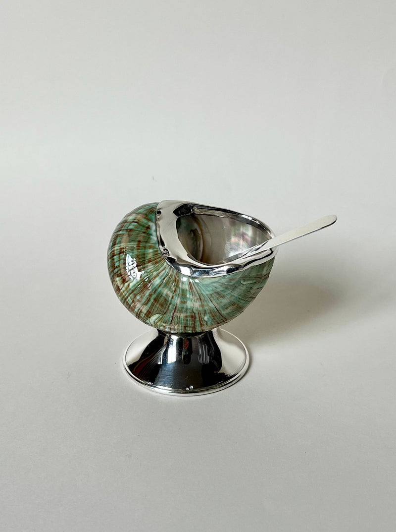 Jade Shell Sugar Bowl — side view showing green shell design