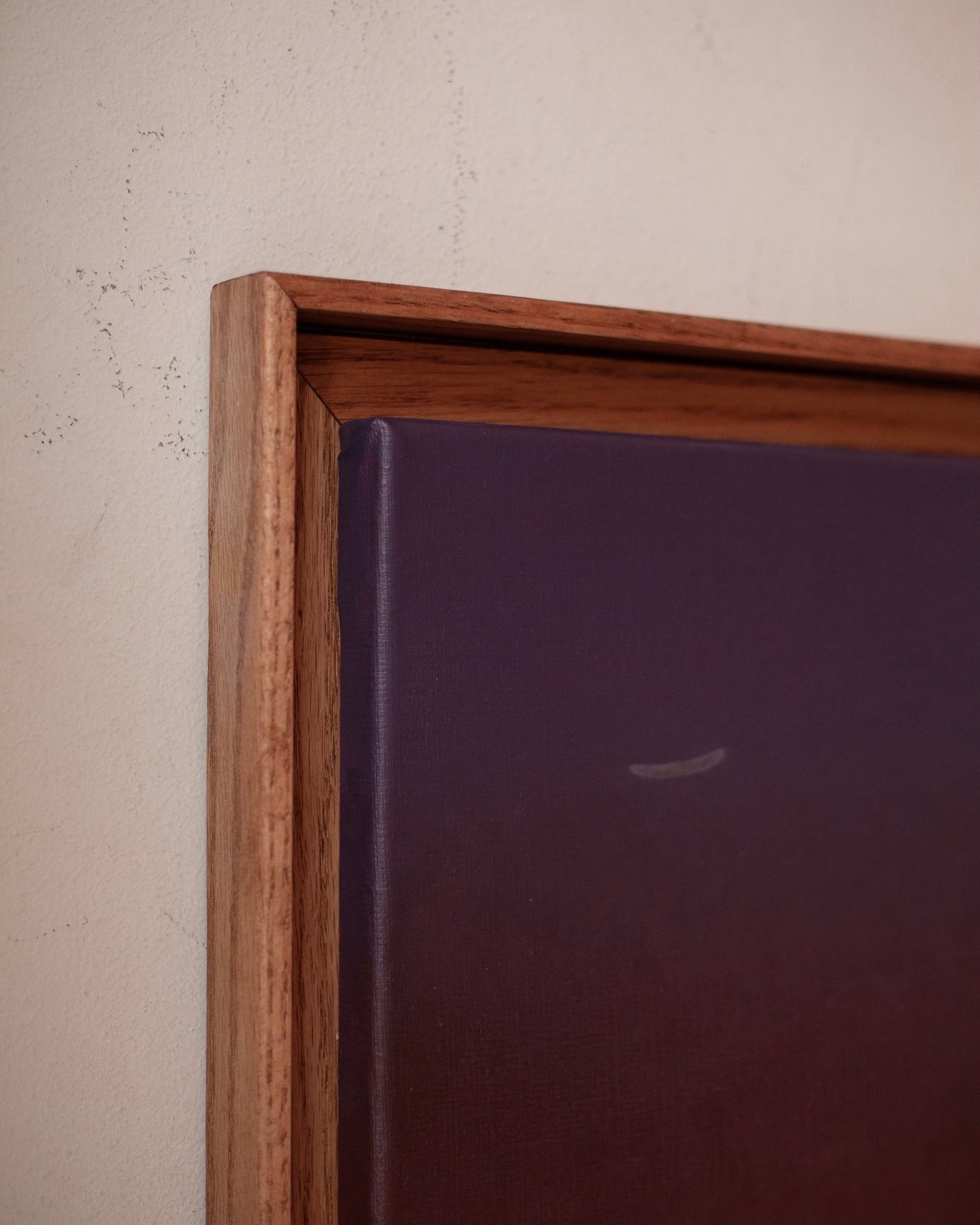 Midlight Sky #3 Painting — corner view of wooden frame on wall