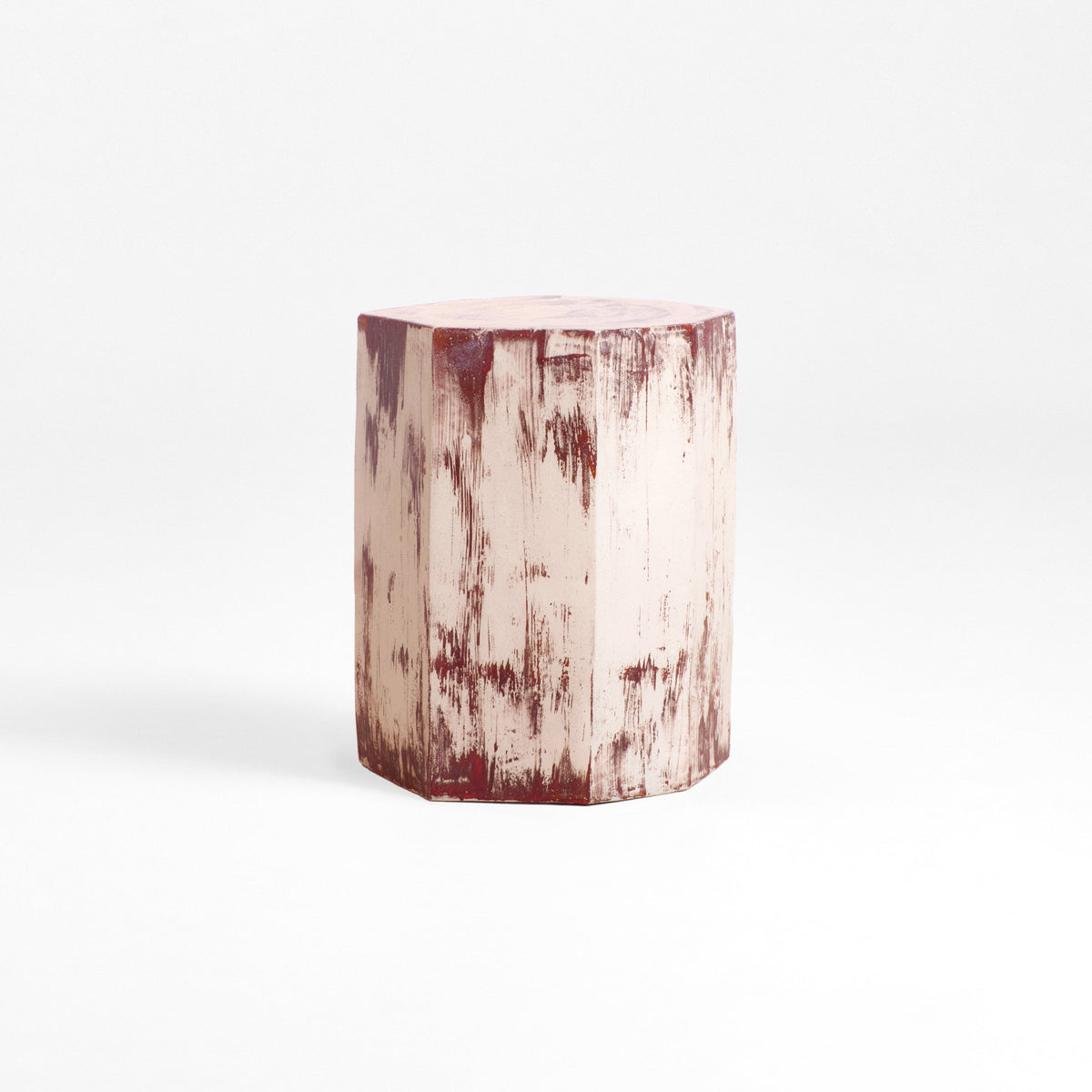artisanal geometric Ceramic Side Table  — side angle
