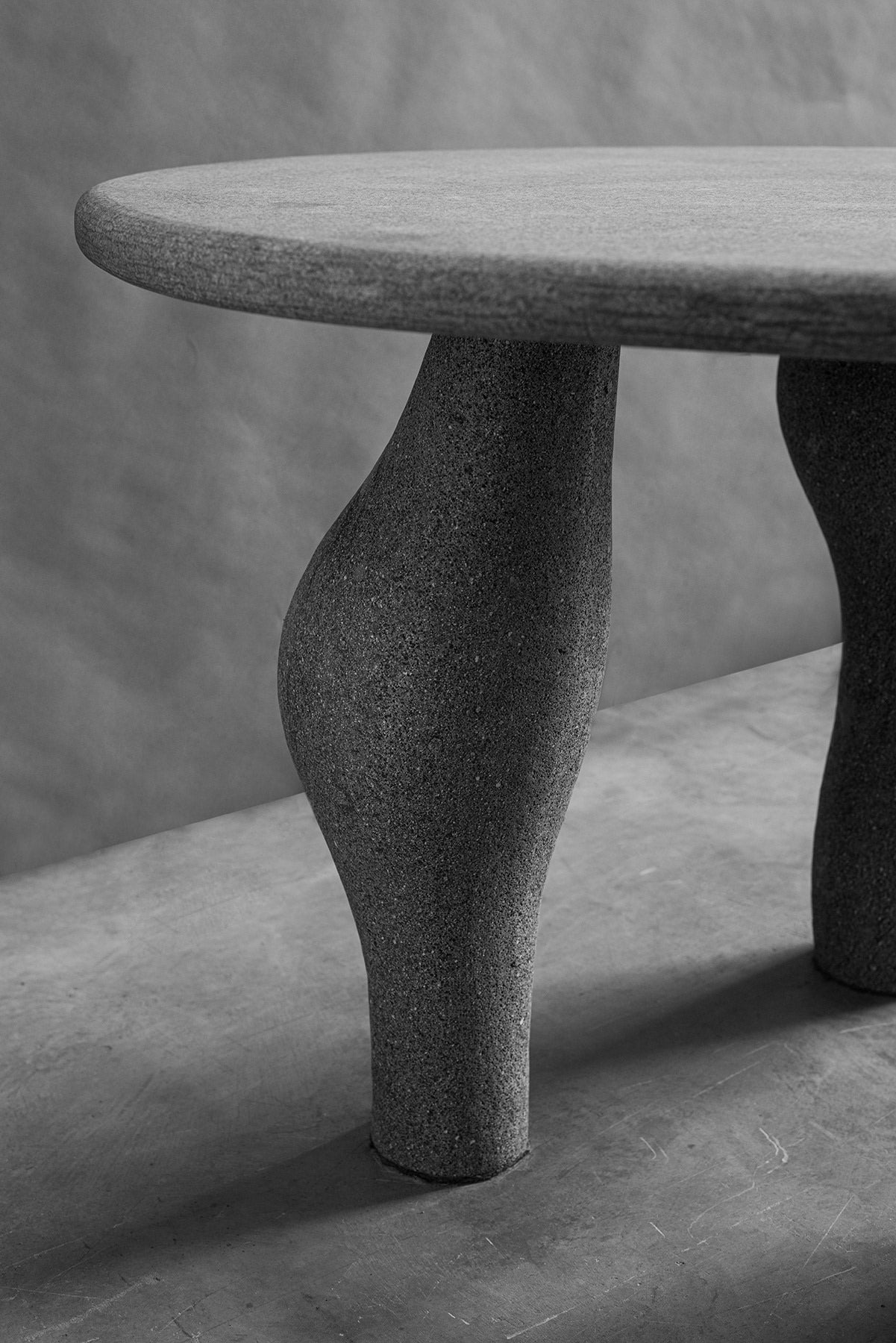Altar Round Table in Stone — lifestyle setting