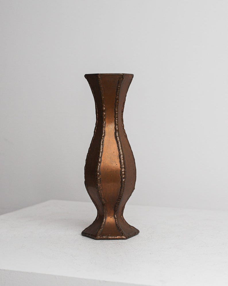 Hand Wrought Vase in Metal and Copper- Hexaganol by Studio Ecubed | The Oblist