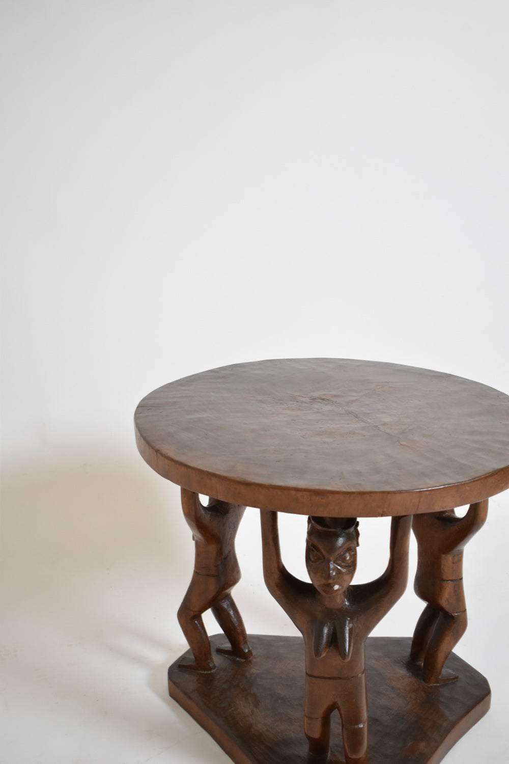 Monoxyl African Pedestal Round Table, 1960s — lifestyle setting