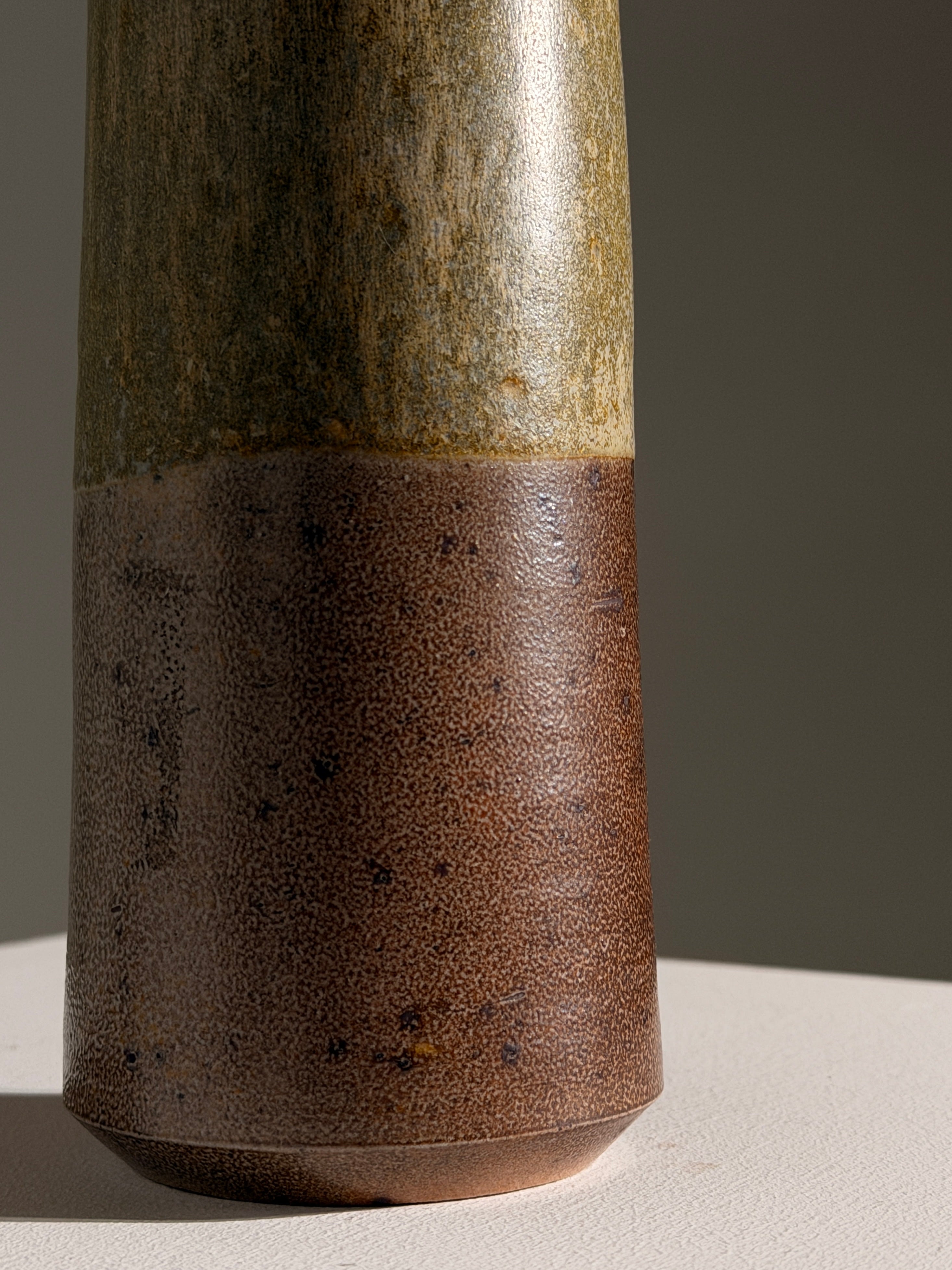 Conical stoneware vase, France, circa 1960 — detail view