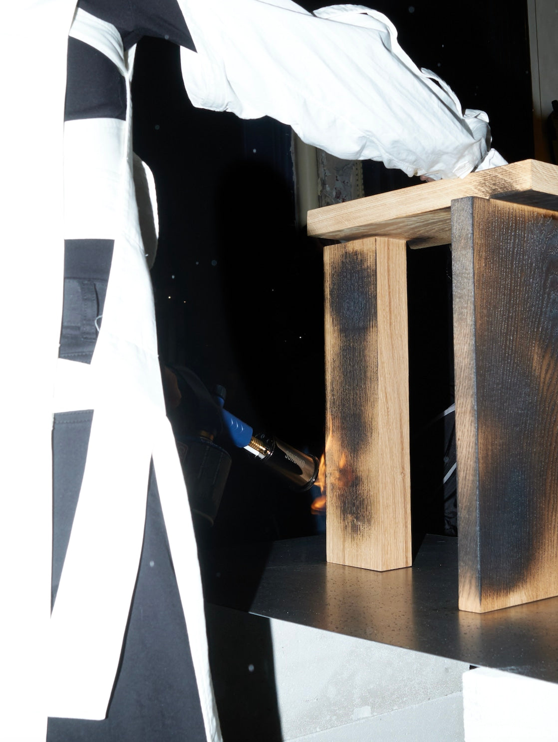 PERFORMACE SIDE TABLE IN BURNT OAK — in context