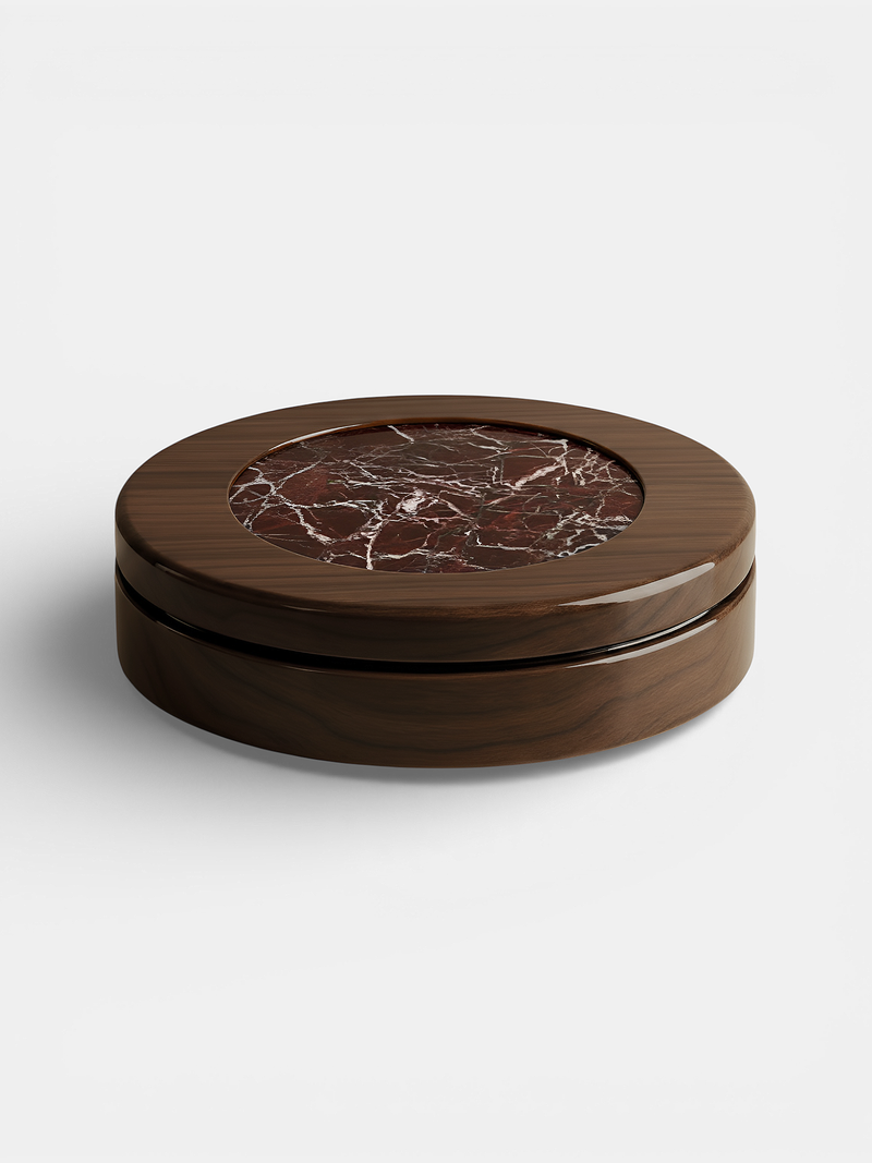 Yoyo Wooden And Rosso Levanto Marble Coffee Table — detail view