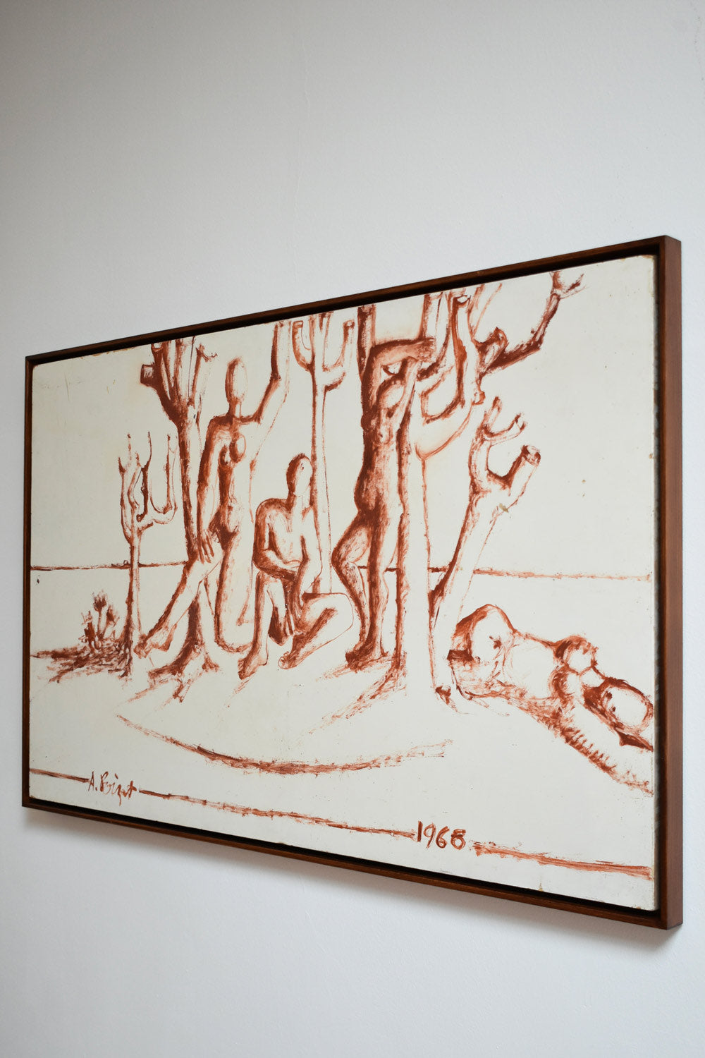 Lively Landscapes with Nude Figures, 1960s — framed artwork on white wall