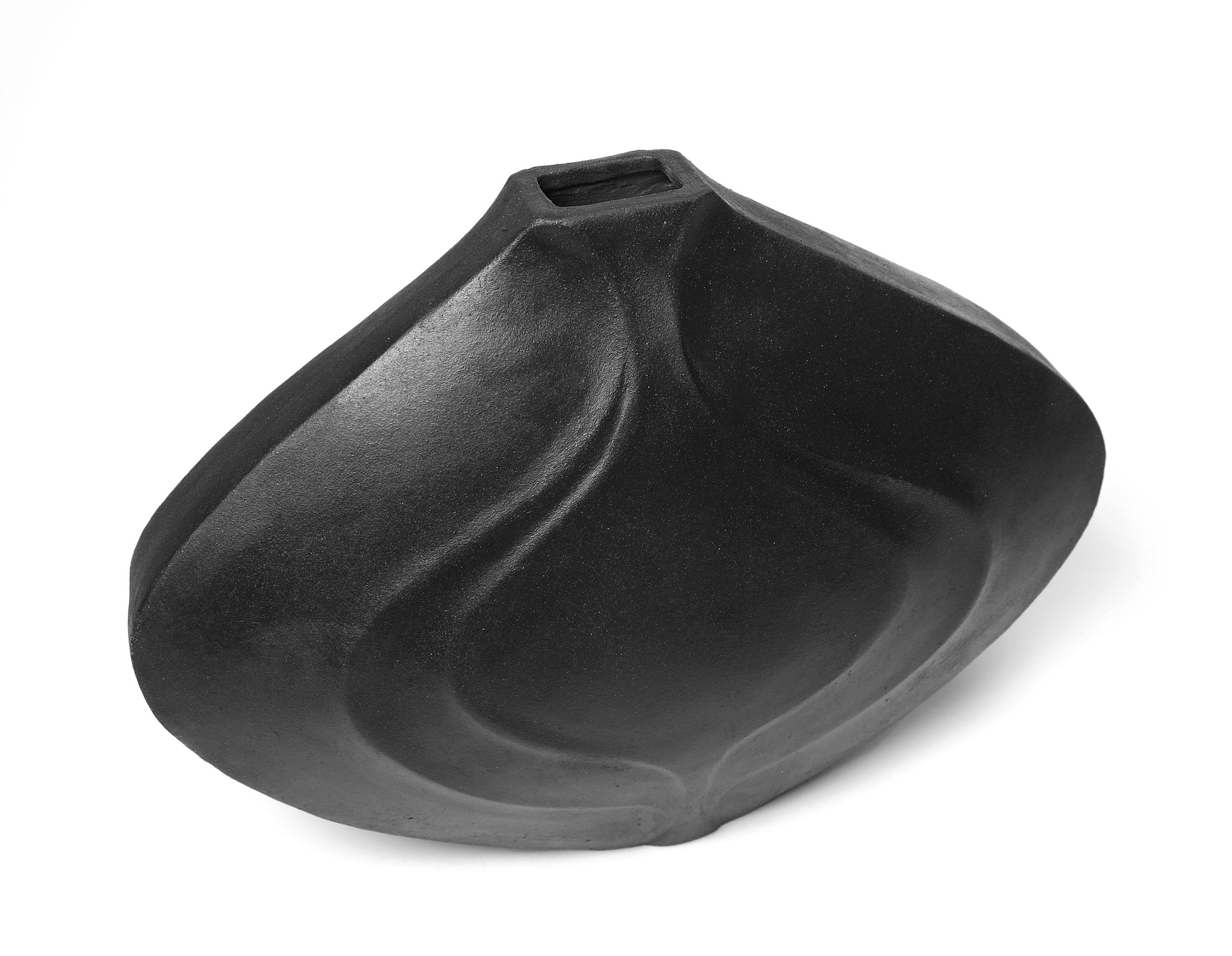 Nami - Modern Vessel in Black Stoneware Clay — side angle