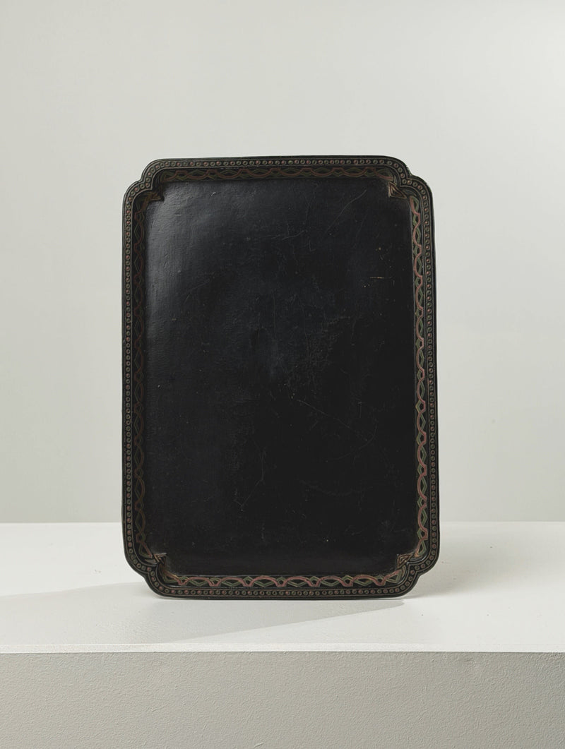 Rectangular Decorative Tray by Wilhelm Schiller & Sons | The Oblist — black lacquered wood, vintage artisan craftsmanship