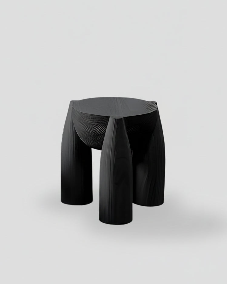 Solid Wood Air Stool - ELEMENTOS Series by Daniel Couttolenc, Black Finish by Daniel Couttolenc | The Oblist