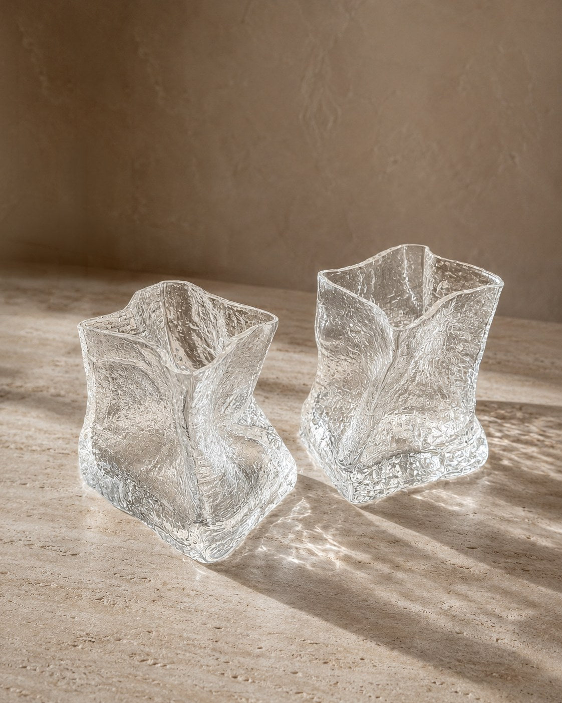 Sculptural Textured Glass Cups, Set of 2 — side angle