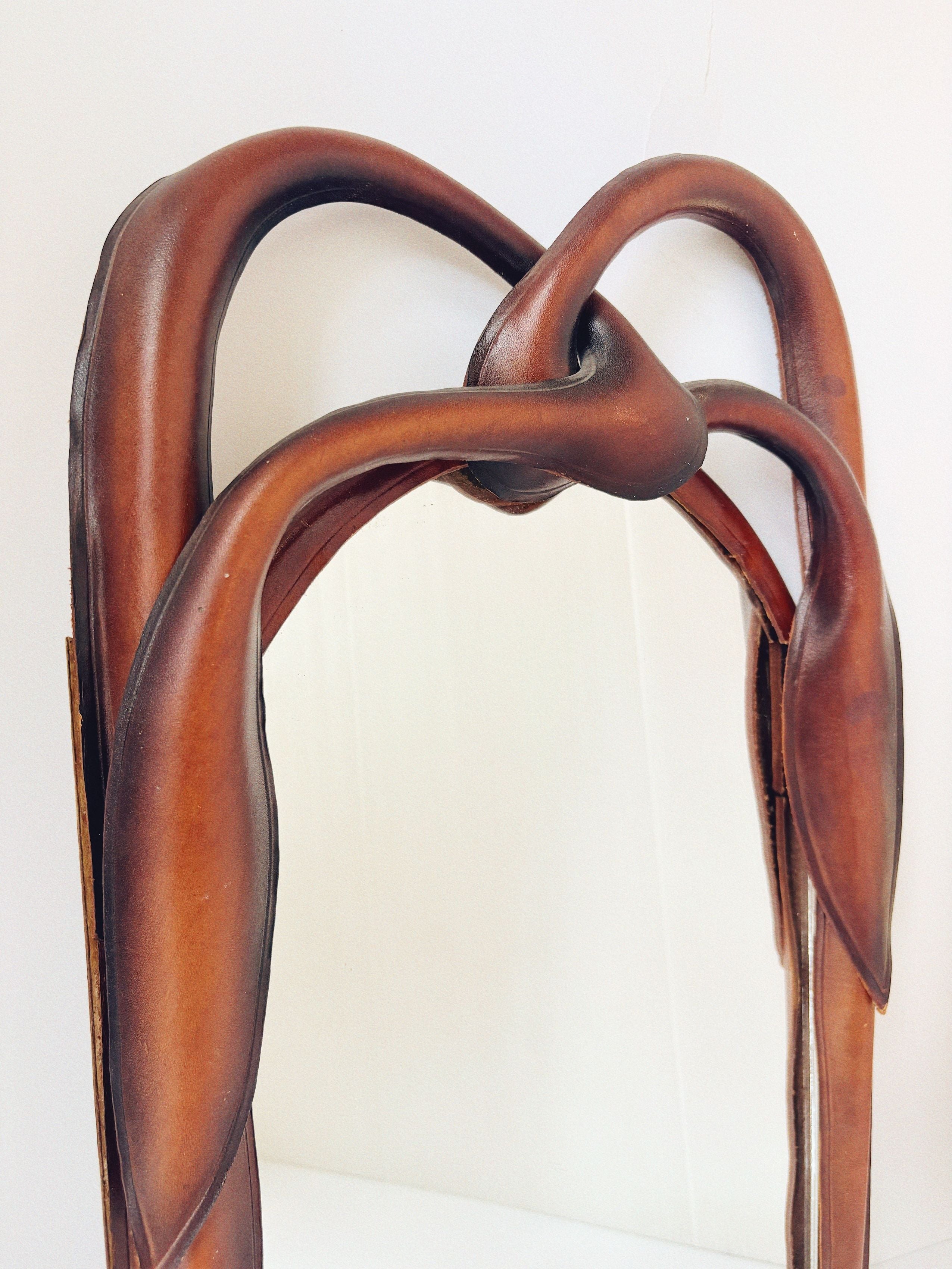 Artist Mirror with Leather Knot Frame, Poland